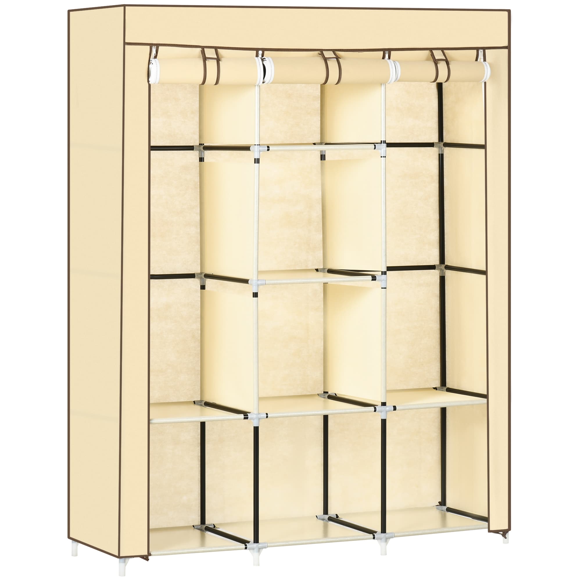 Beige Fabric Wardrobe for Hanging and Folded Storage - image 9
