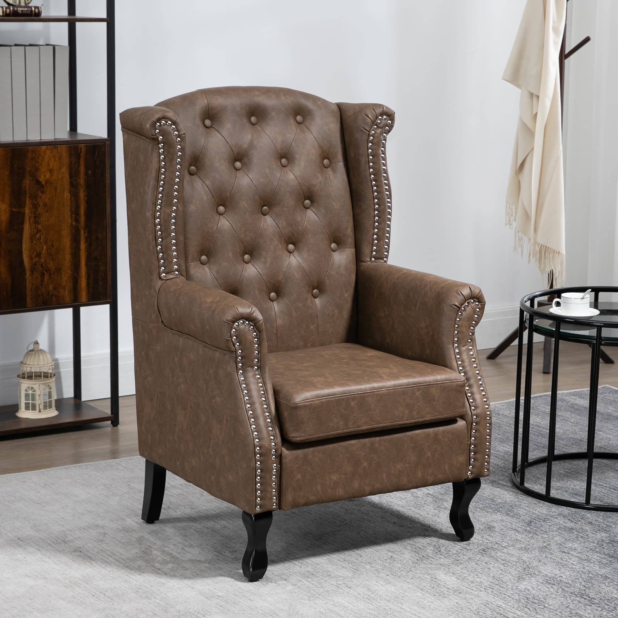 Transform Your Space with this Brown Chesterfield Wingback Chair - image 5
