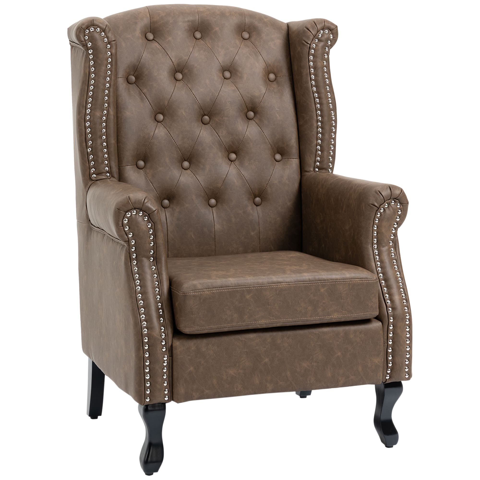 Transform Your Space with this Brown Chesterfield Wingback Chair - Brown