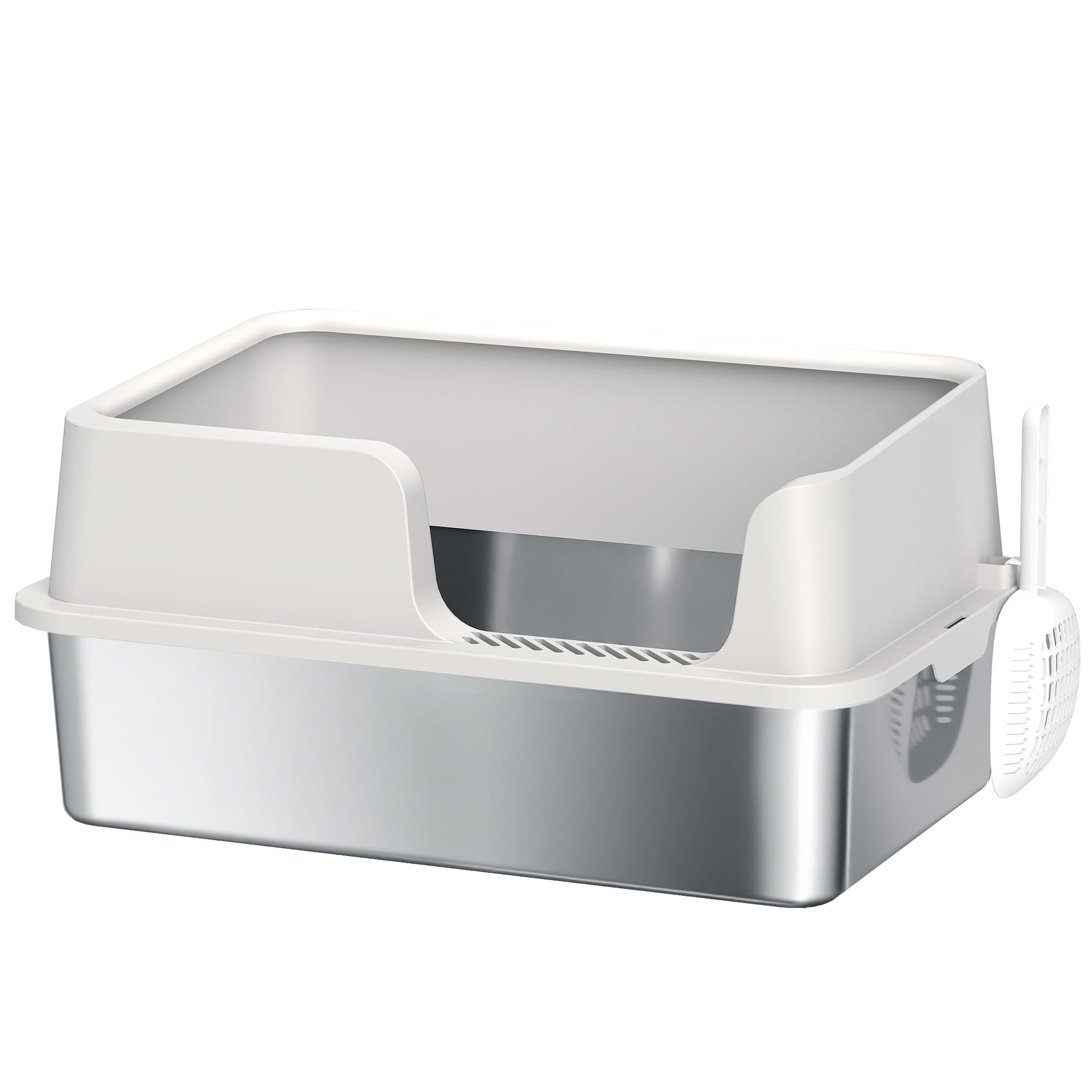 Stainless Steel Cat Litter Tray with Detachable Rim and Scoop - image 7