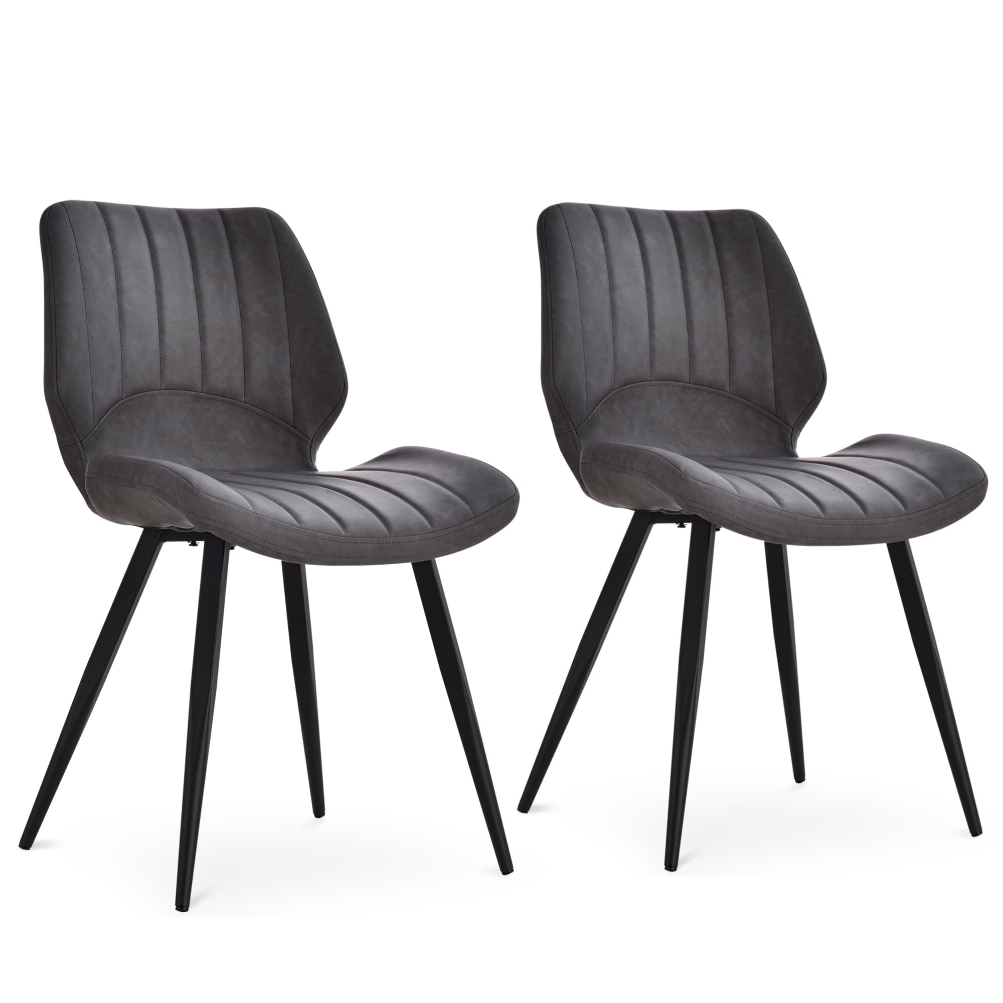 Transform Your Dining Space with Vintage Grey Leather Chairs - Grey
