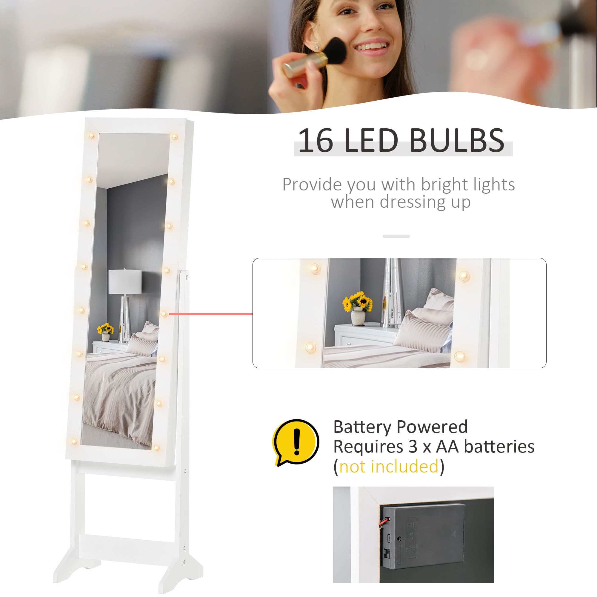 Illuminated Free Standing Mirrored Jewellery Cabinet - image 1