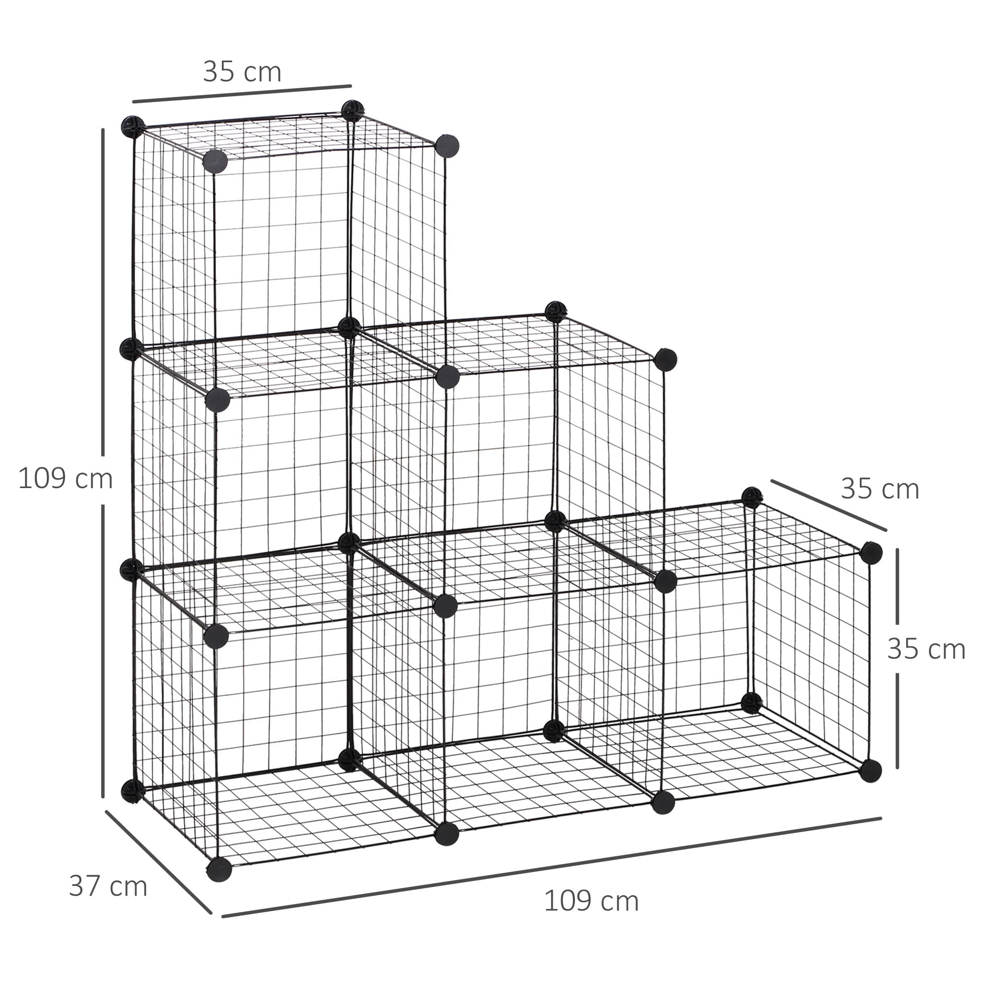 Black 6 Cube Wire Storage Organiser for Flexible Rooms - image 2