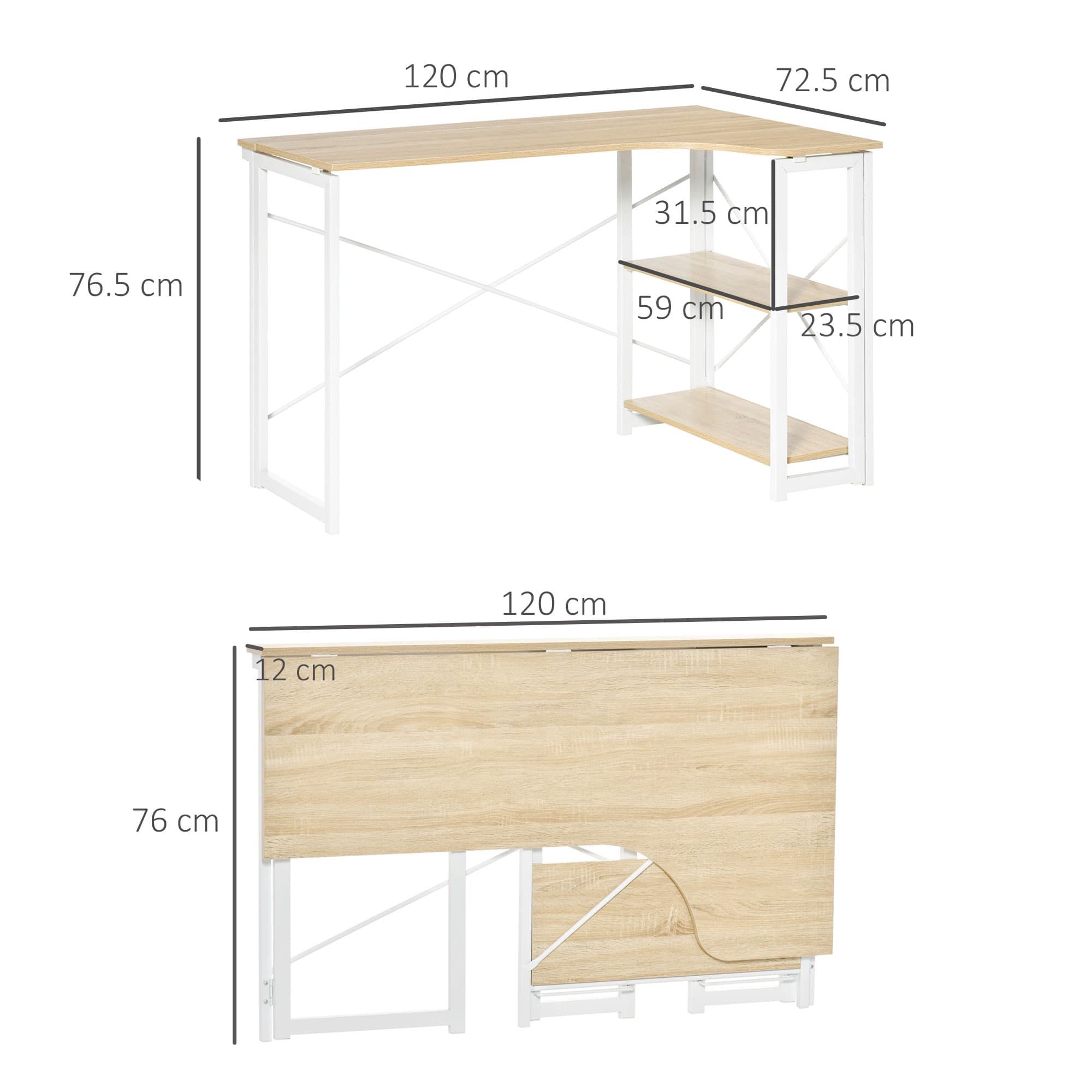 Space-Saving Folding L-Shaped Corner Desk with Storage - image 4