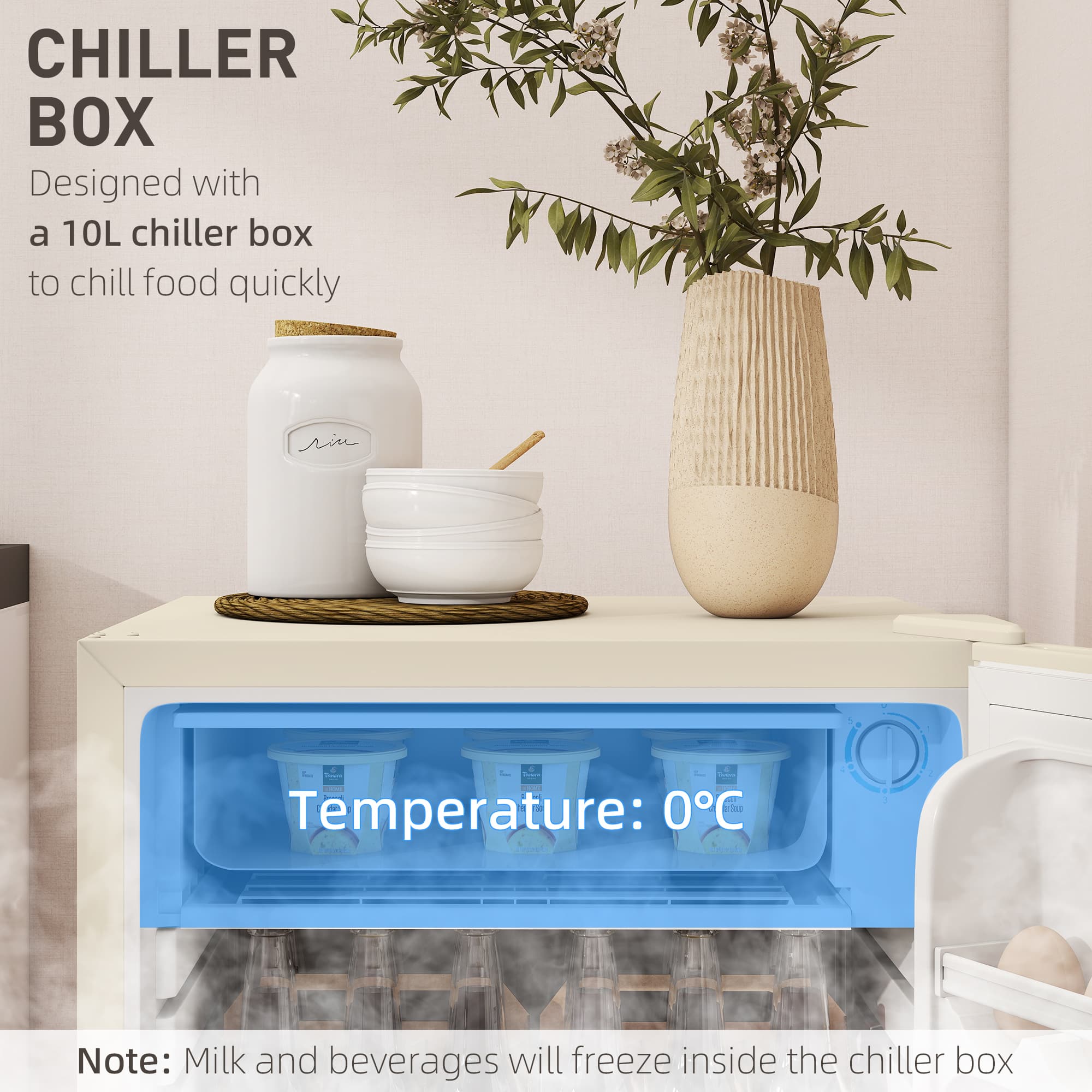 91-Litre Under-Counter Fridge with Chiller Box — Beige - image 9