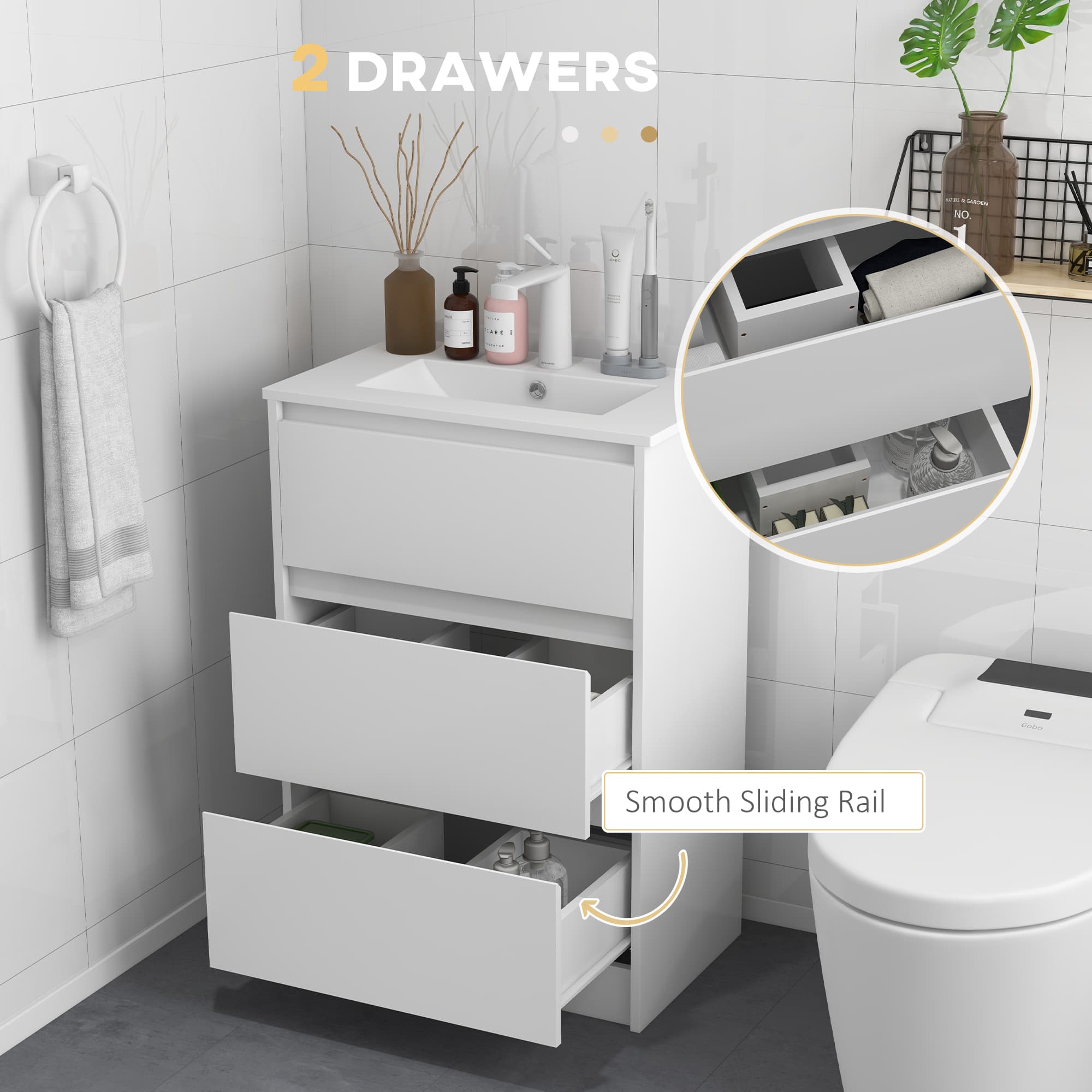 Transform Your Space with this 600mm White Gloss Vanity Unit - image 2