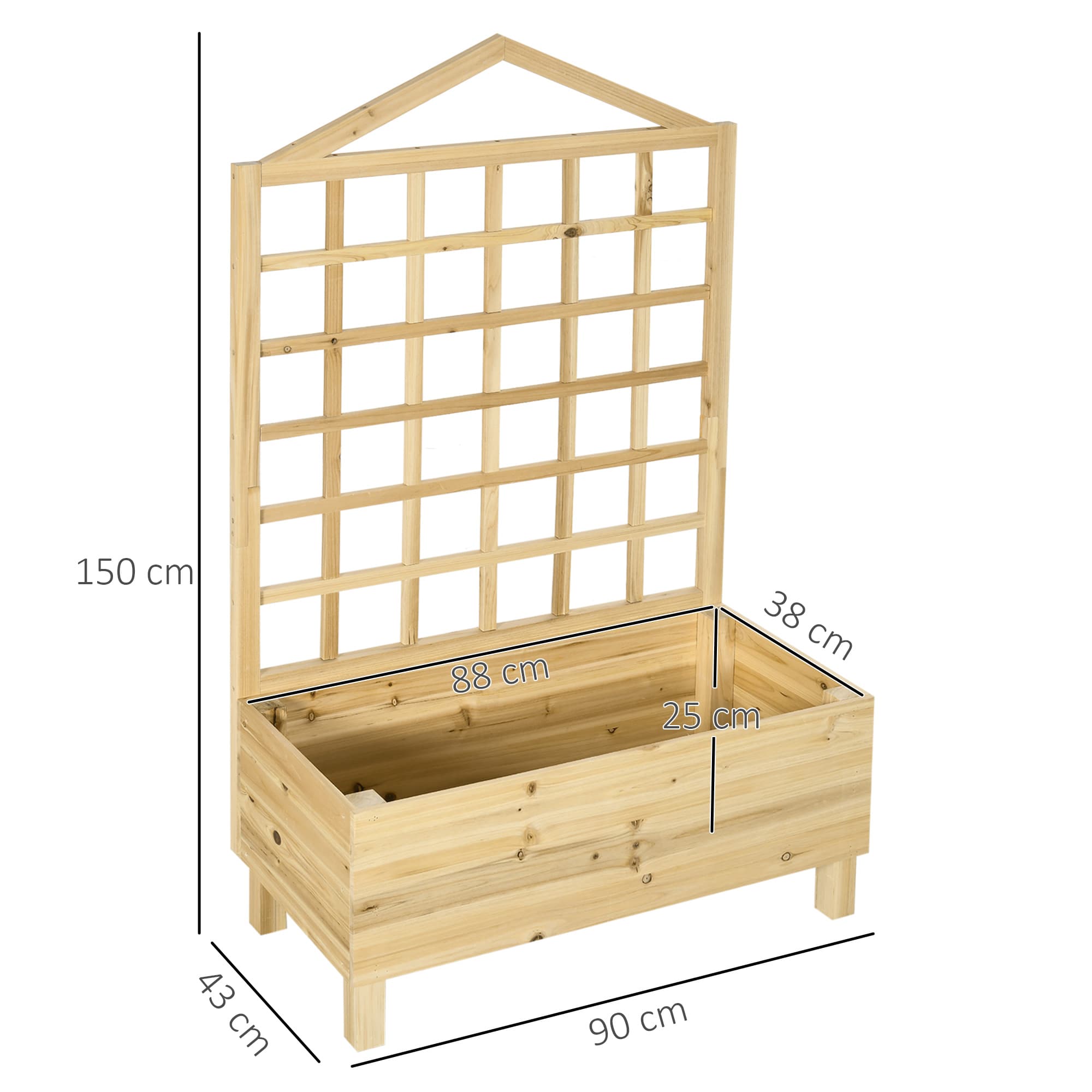 Natural wooden planter with trellis for climbing plants - image 10