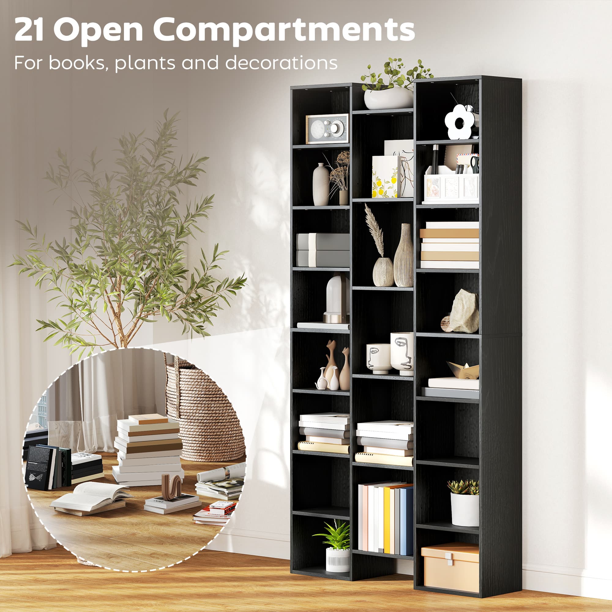 Transform Your Space with this 21-Compartment Black Bookshelf - image 1