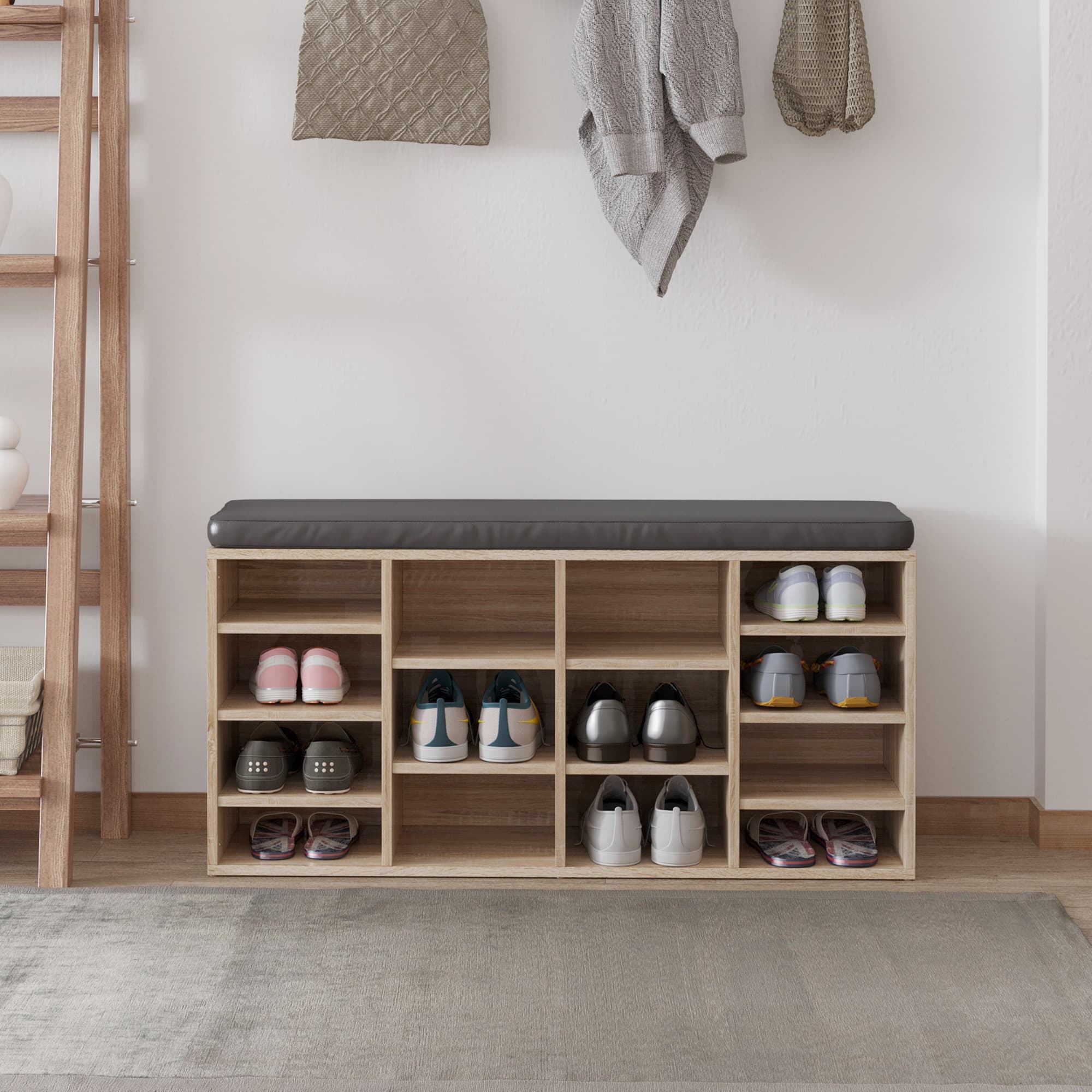 Transform Your Hallway with this 14-Slot Shoe Rack & Seat - image 1