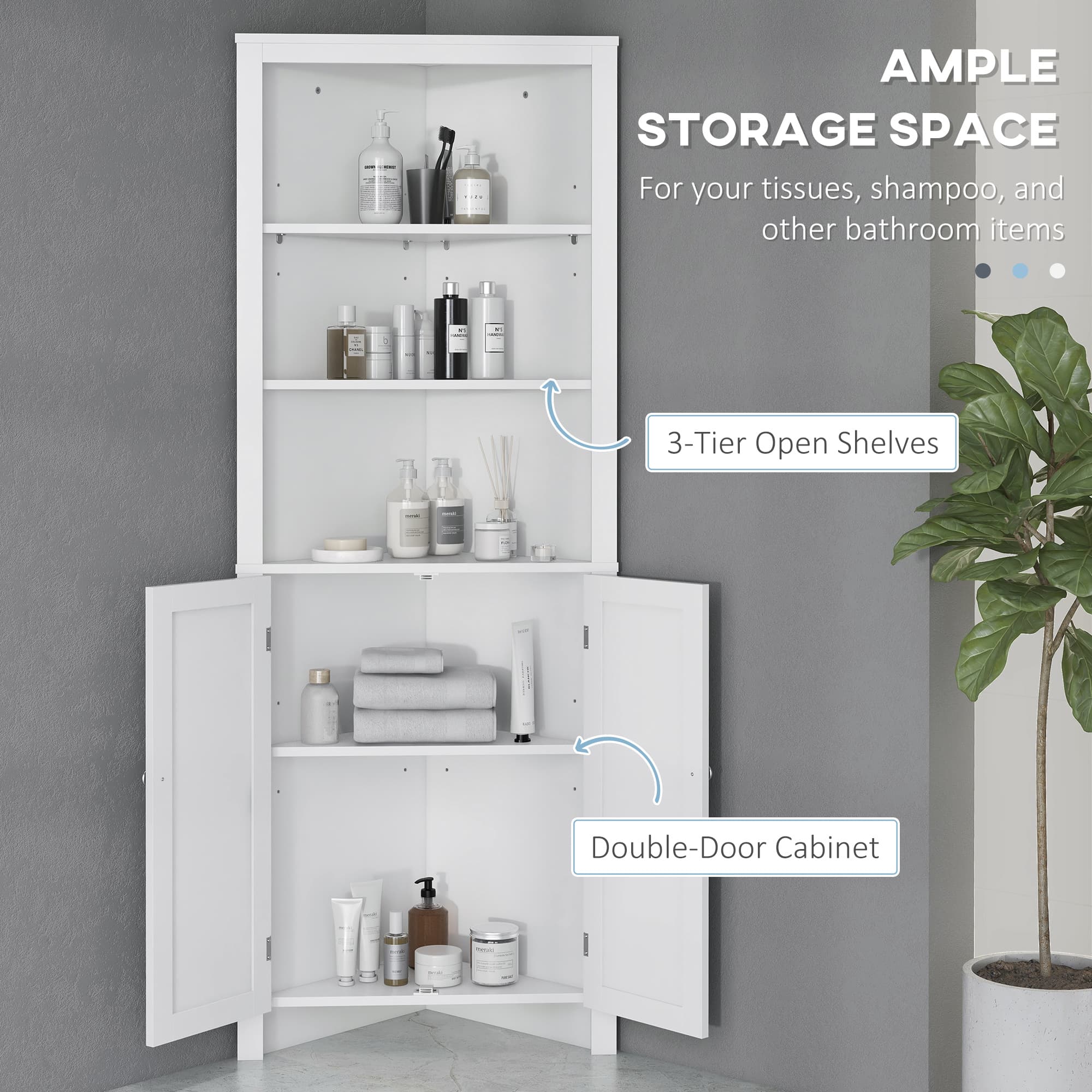 Transform Your Space with this White Corner Bathroom Cabinet - image 4