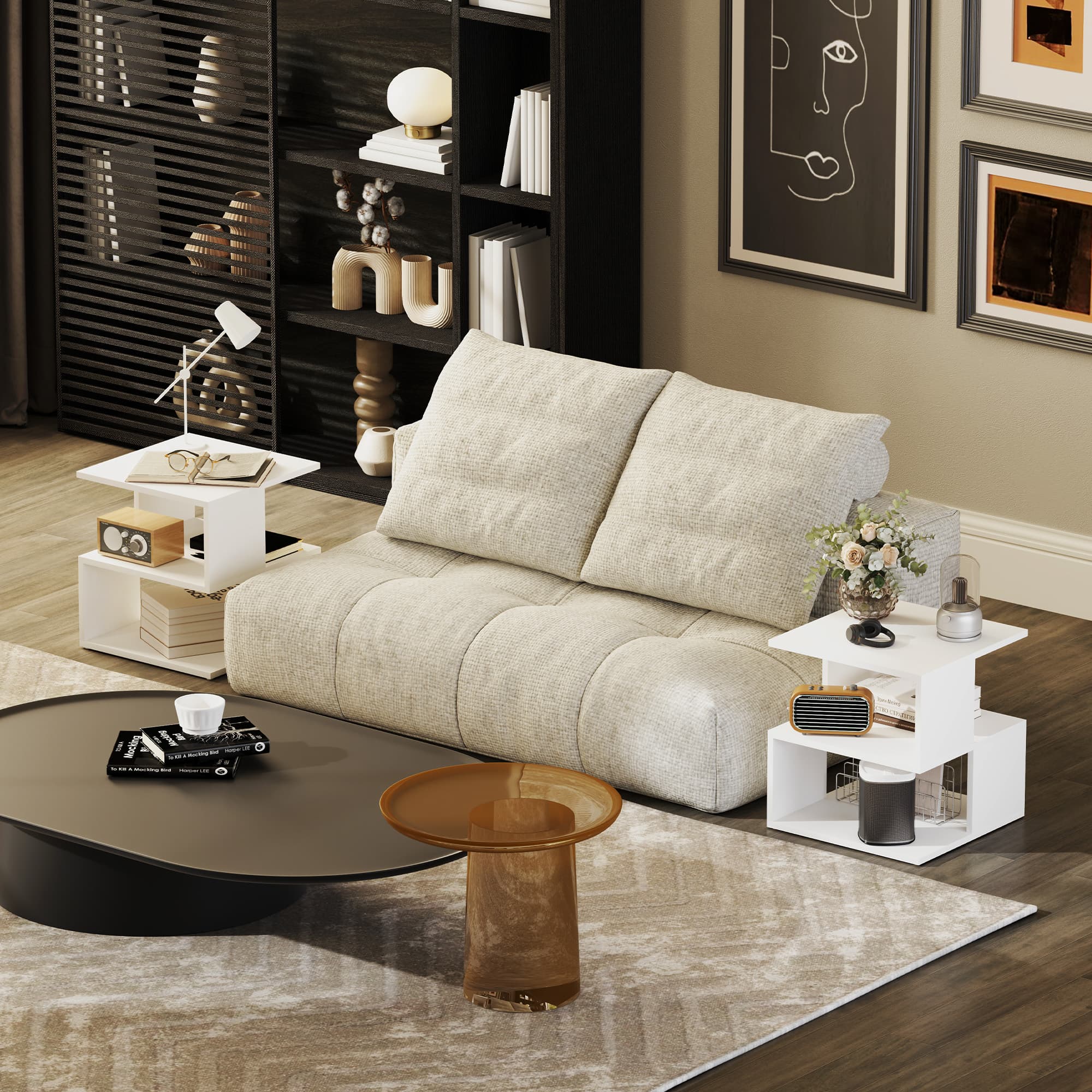 Transform Your Space with Modern 2-Tier White Side Tables - image 5