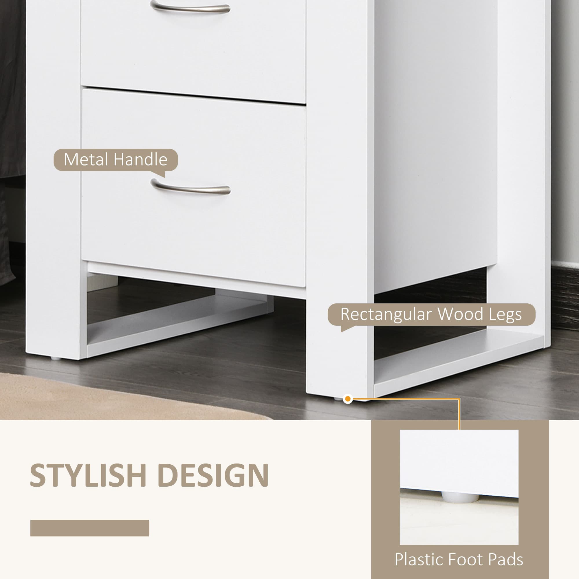 Transform Your Bedroom with this Modern White Bedside Table Set - image 1