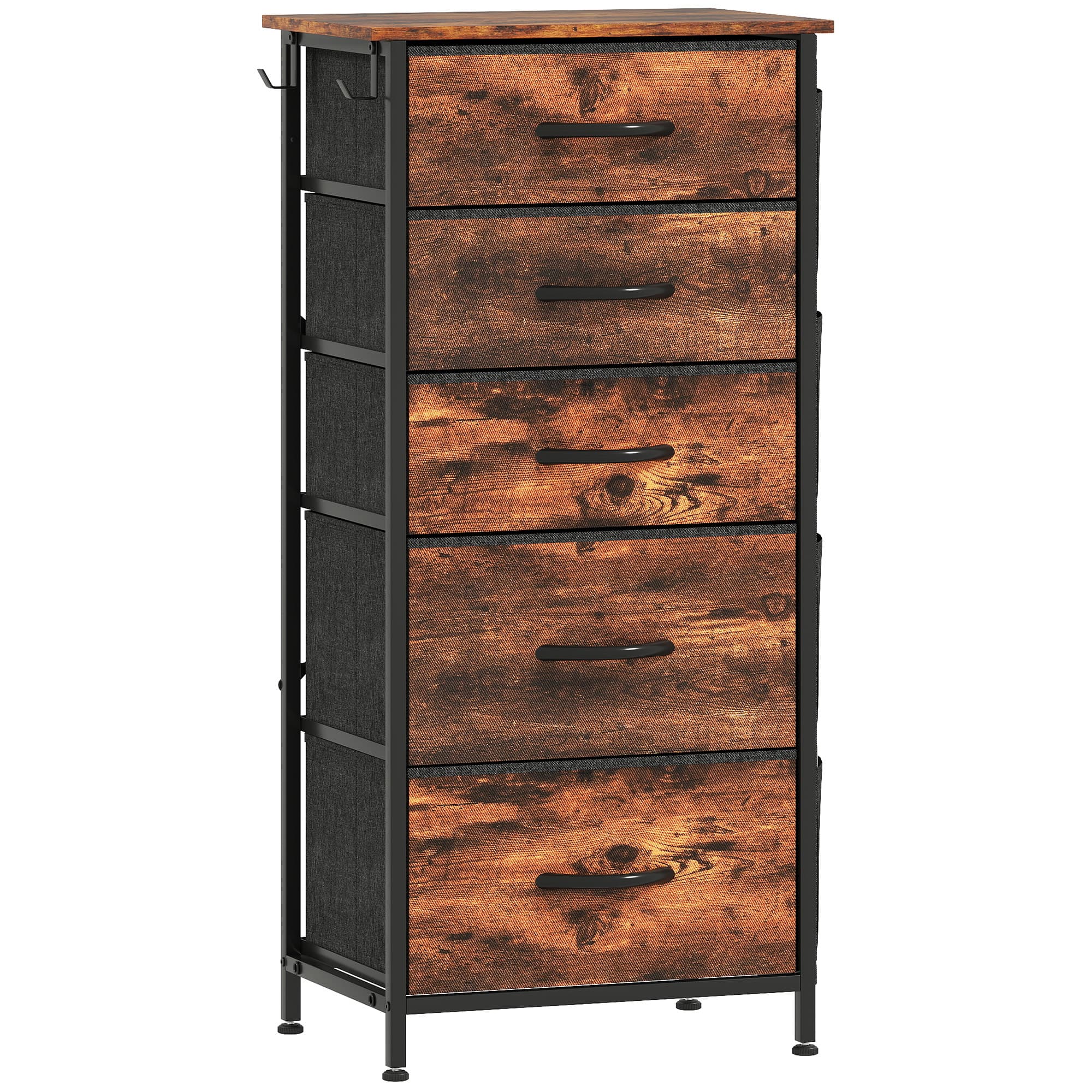 Fabric Chest of 5 Drawers in Rustic Brown — Bedroom Clothes Storage - image 10