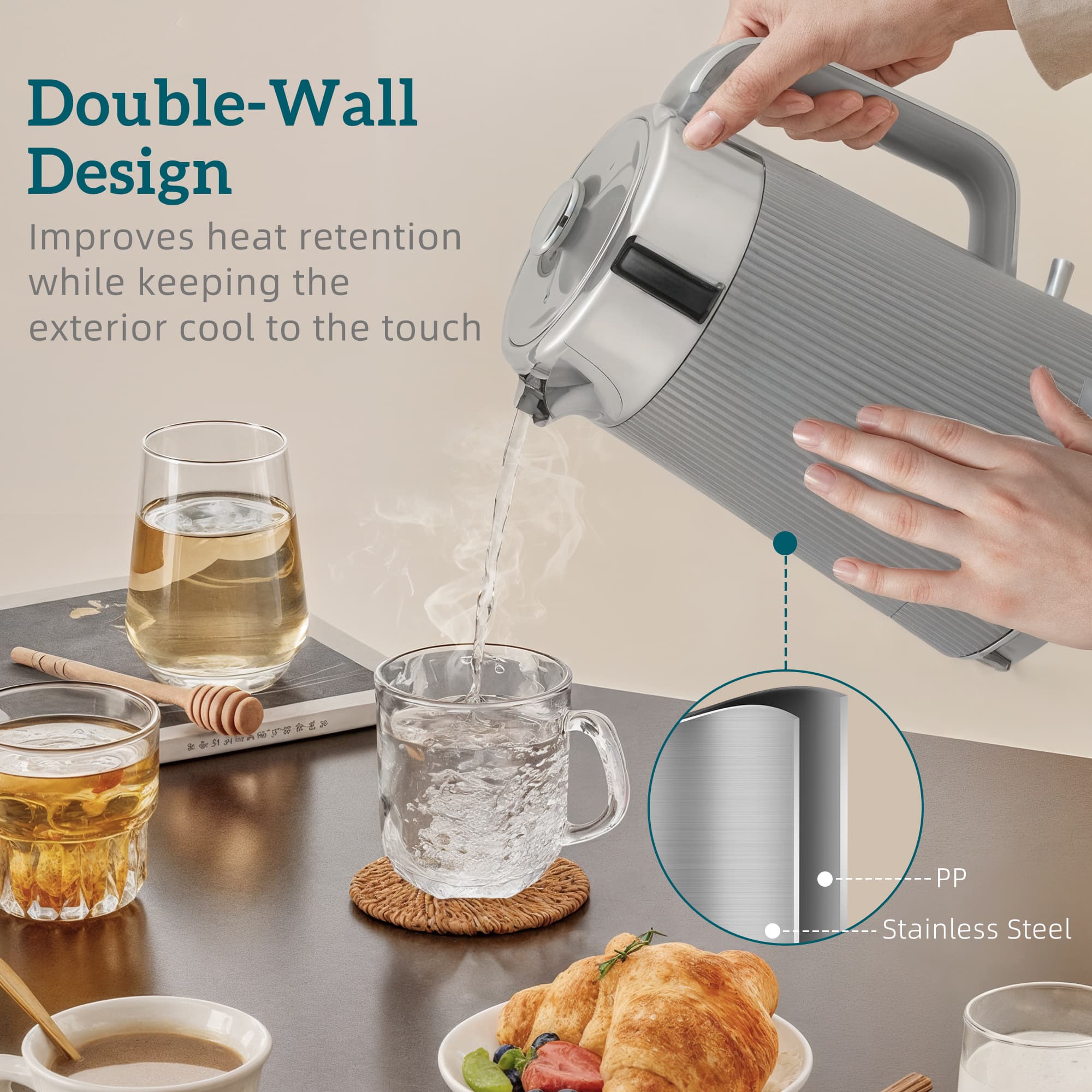 Transform Your Mornings with this Taupe Kettle and Toaster Set - image 1