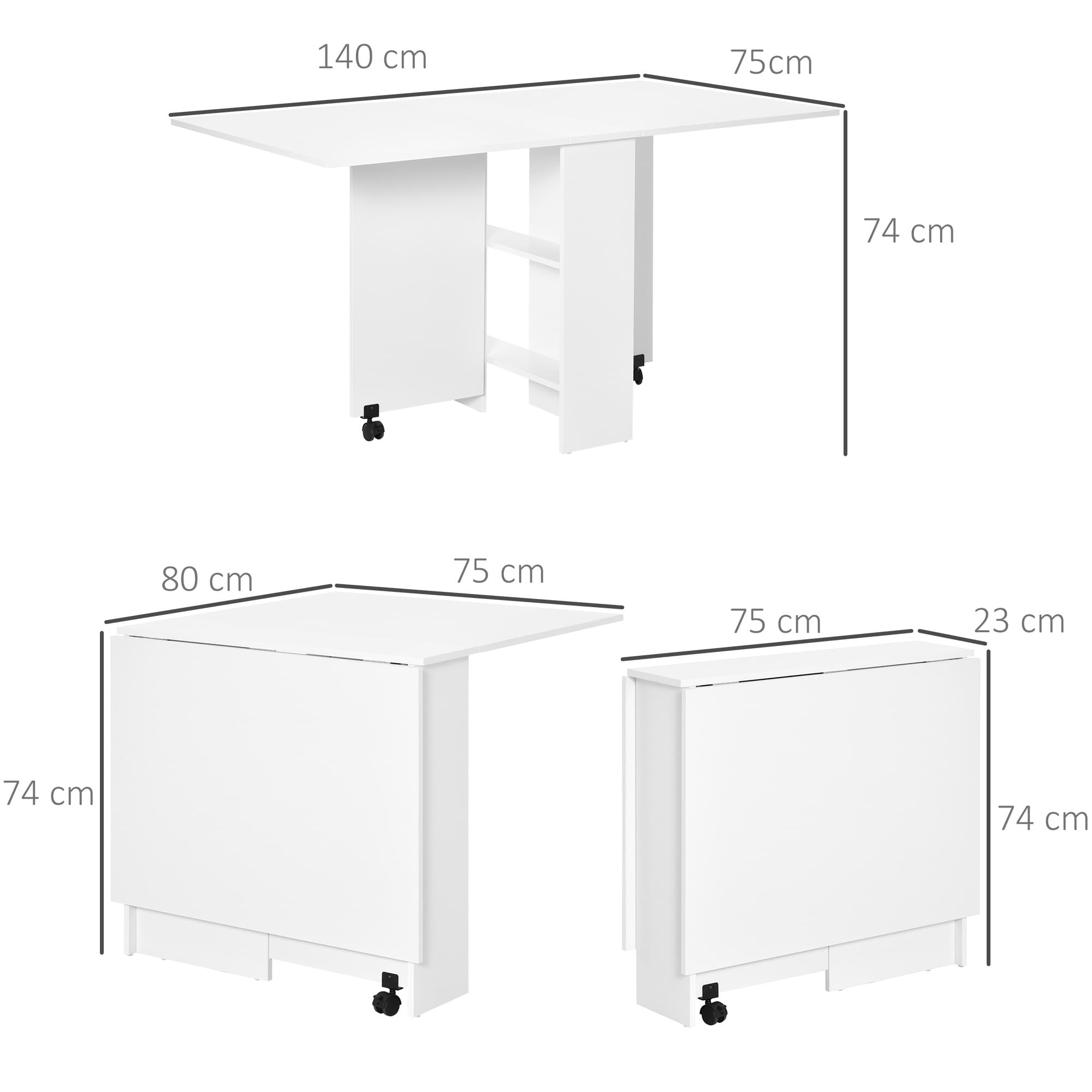 Space-Saving White Drop Leaf Dining Table with Storage - image 2
