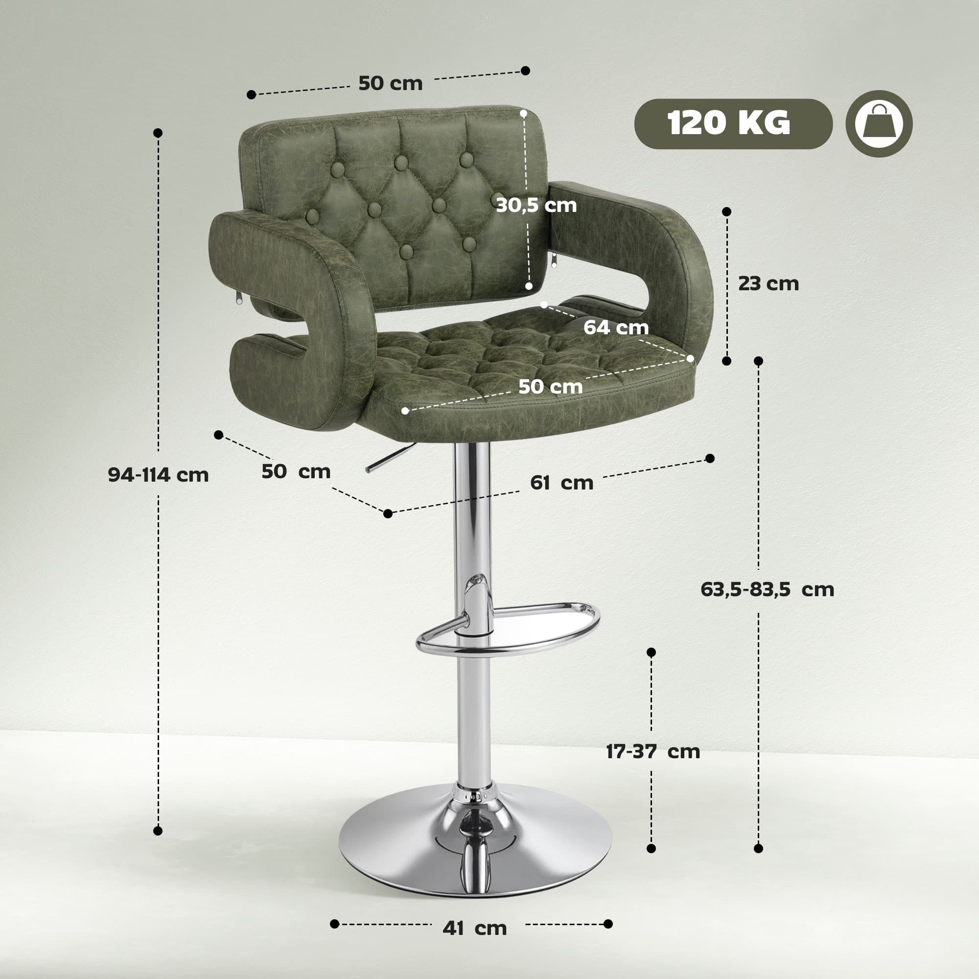 Premium Green Tufted Swivel Bar Stool with Armrests - image 1