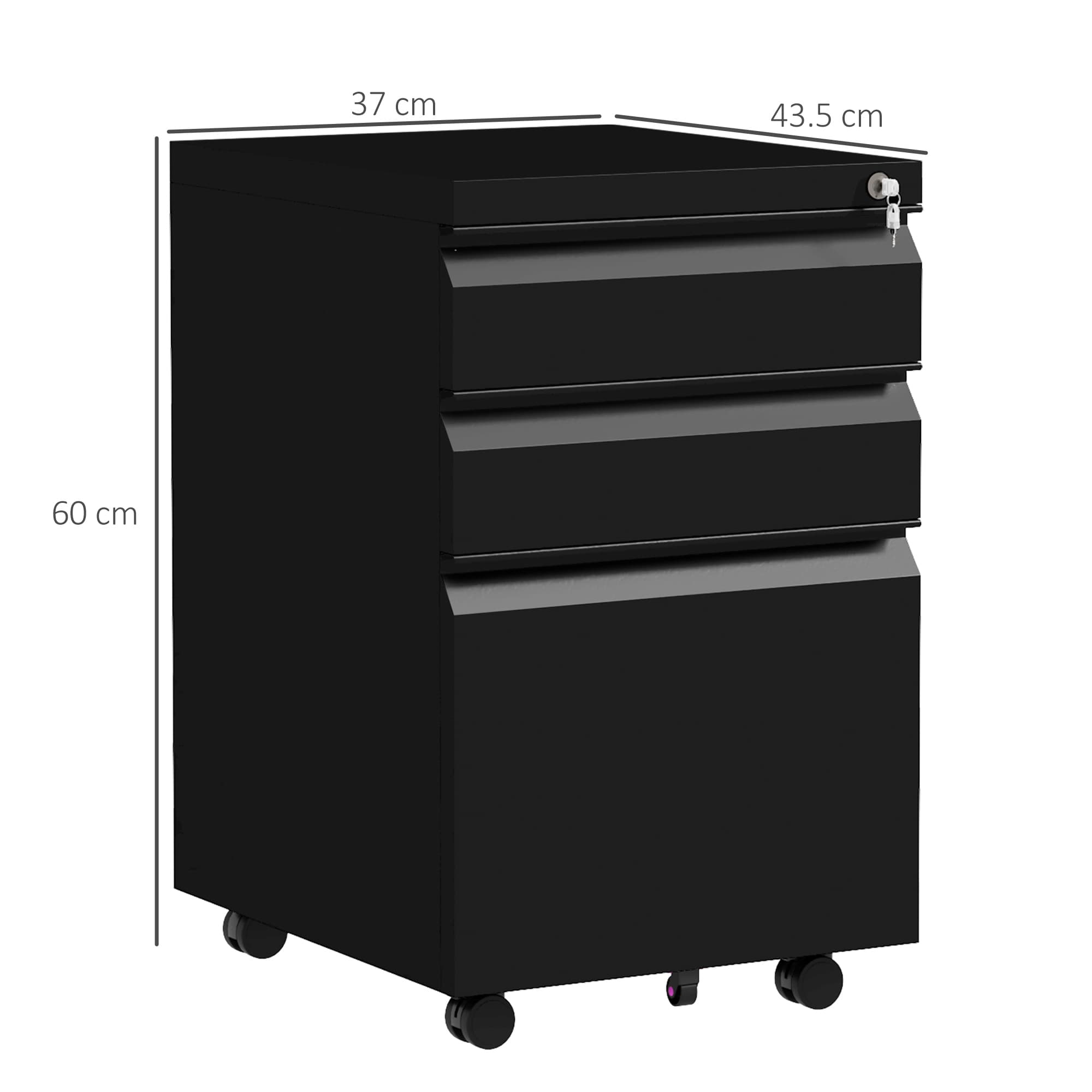 Vinsetto Secure 3-Drawer Mobile Steel Filing Cabinet - image 1