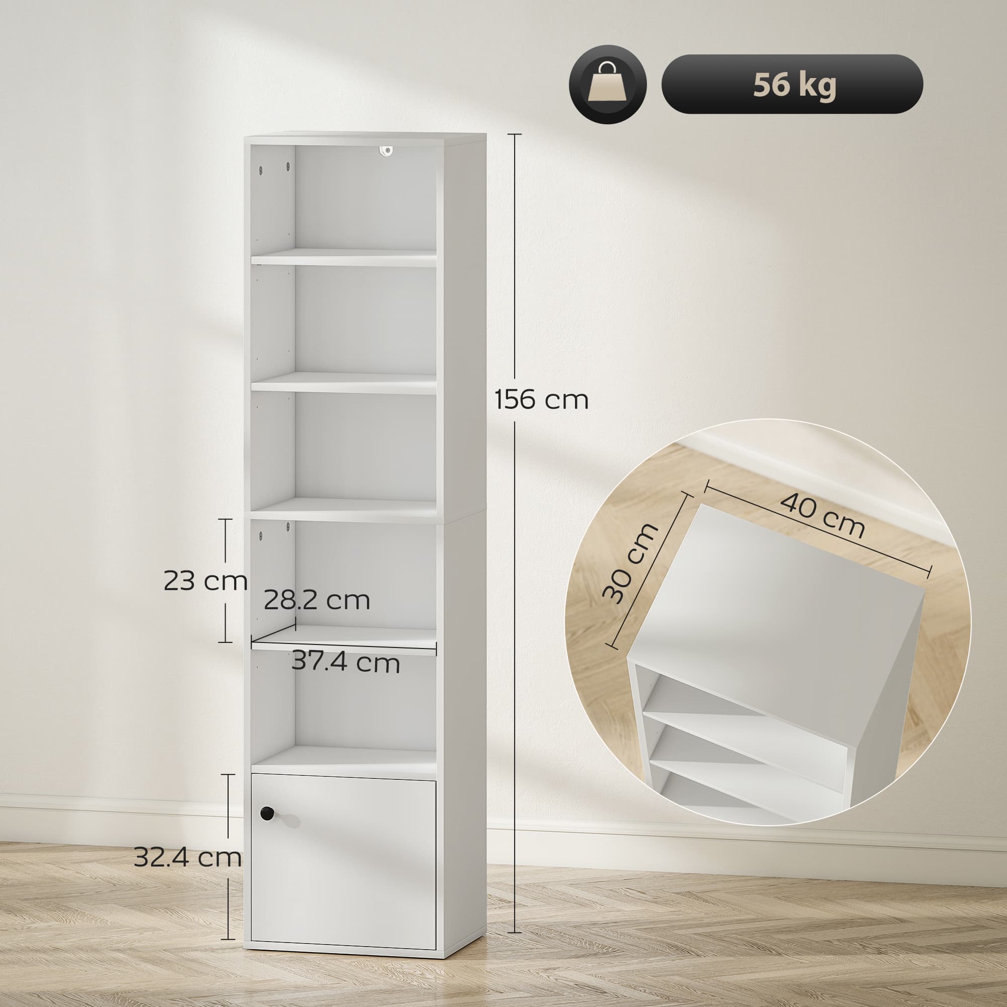 Transform Your Space with this Slim White 6-Tier Bookcase - image 2