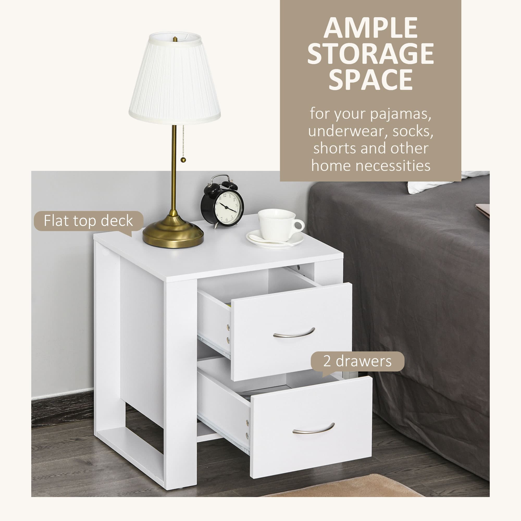 Transform Your Bedroom with this Modern White Bedside Table Set - image 4