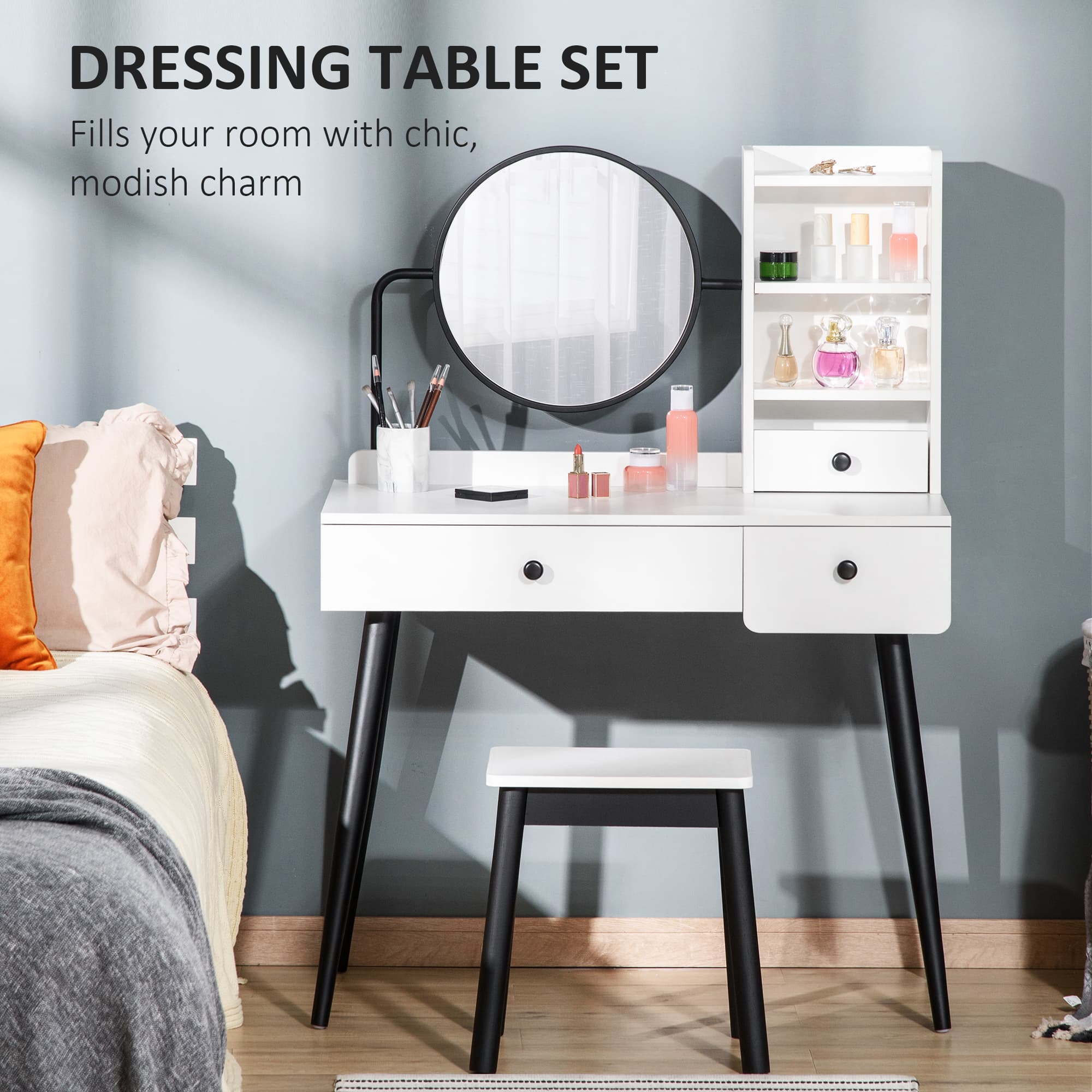 Transform Your Routine with this White Dressing Table Set - image 1