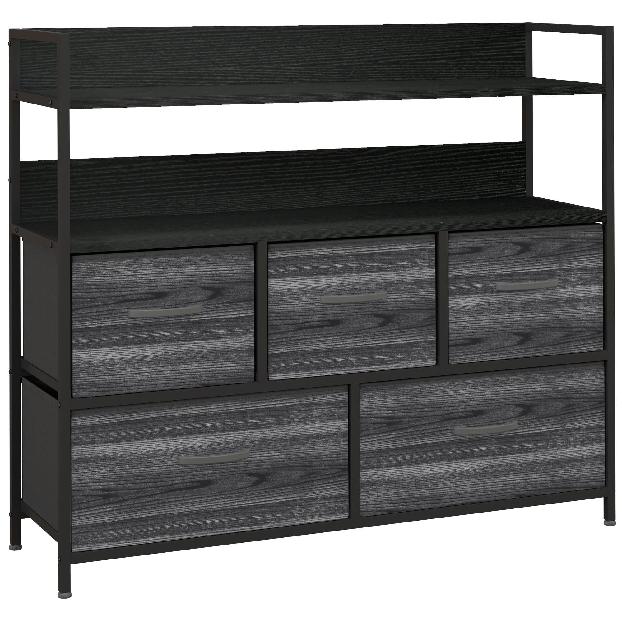 Transform Your Space with this Rustic 5-Drawer Chest - Black
