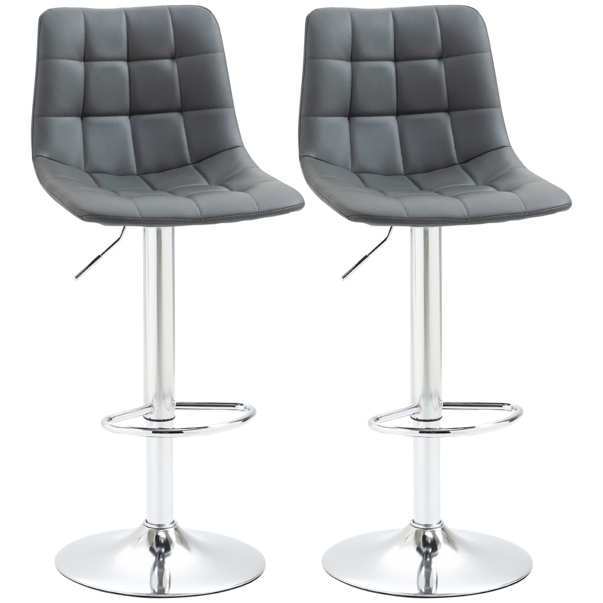 Transform Your Kitchen with Grey Quilted Swivel Bar Stools - Grey