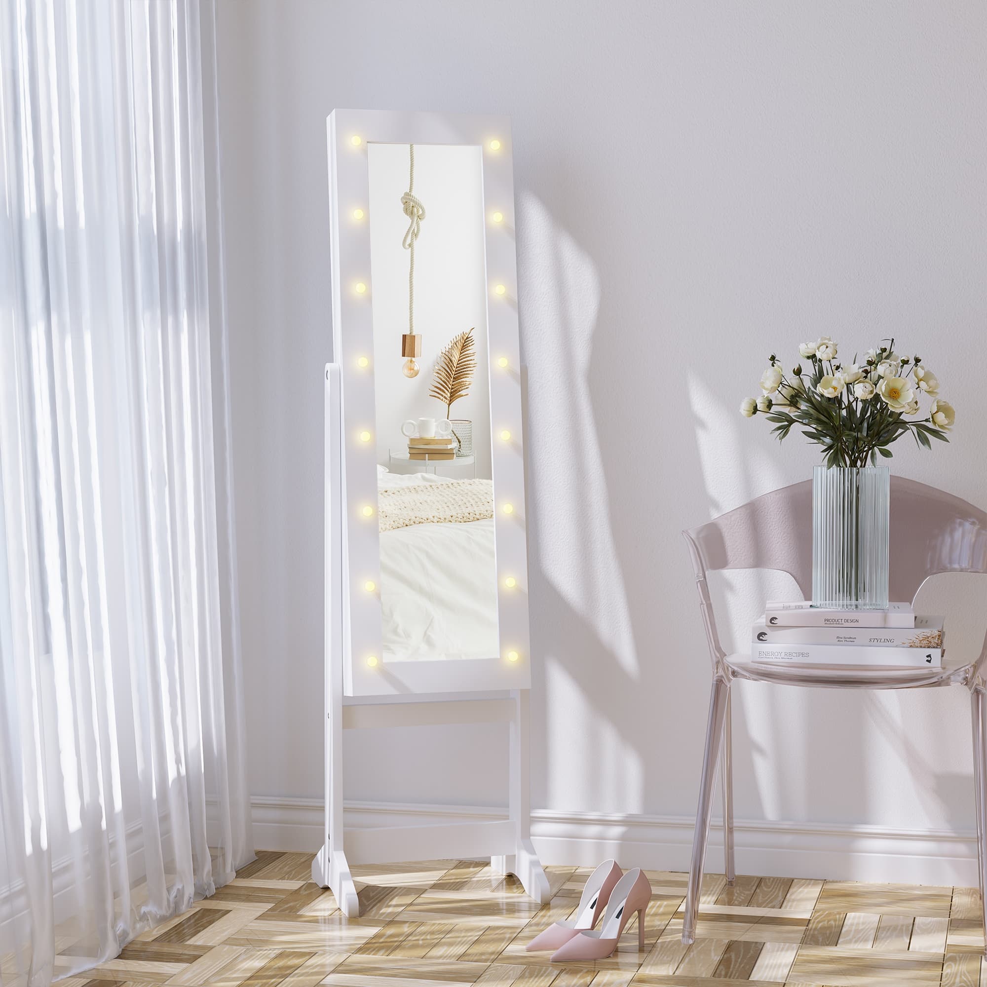 Illuminated Free Standing Mirrored Jewellery Cabinet - image 4