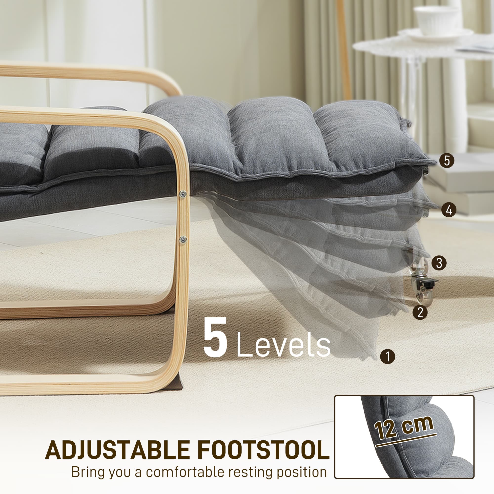 Effortless Comfort: Curved Wooden Rocking Chair with Footrest - image 4