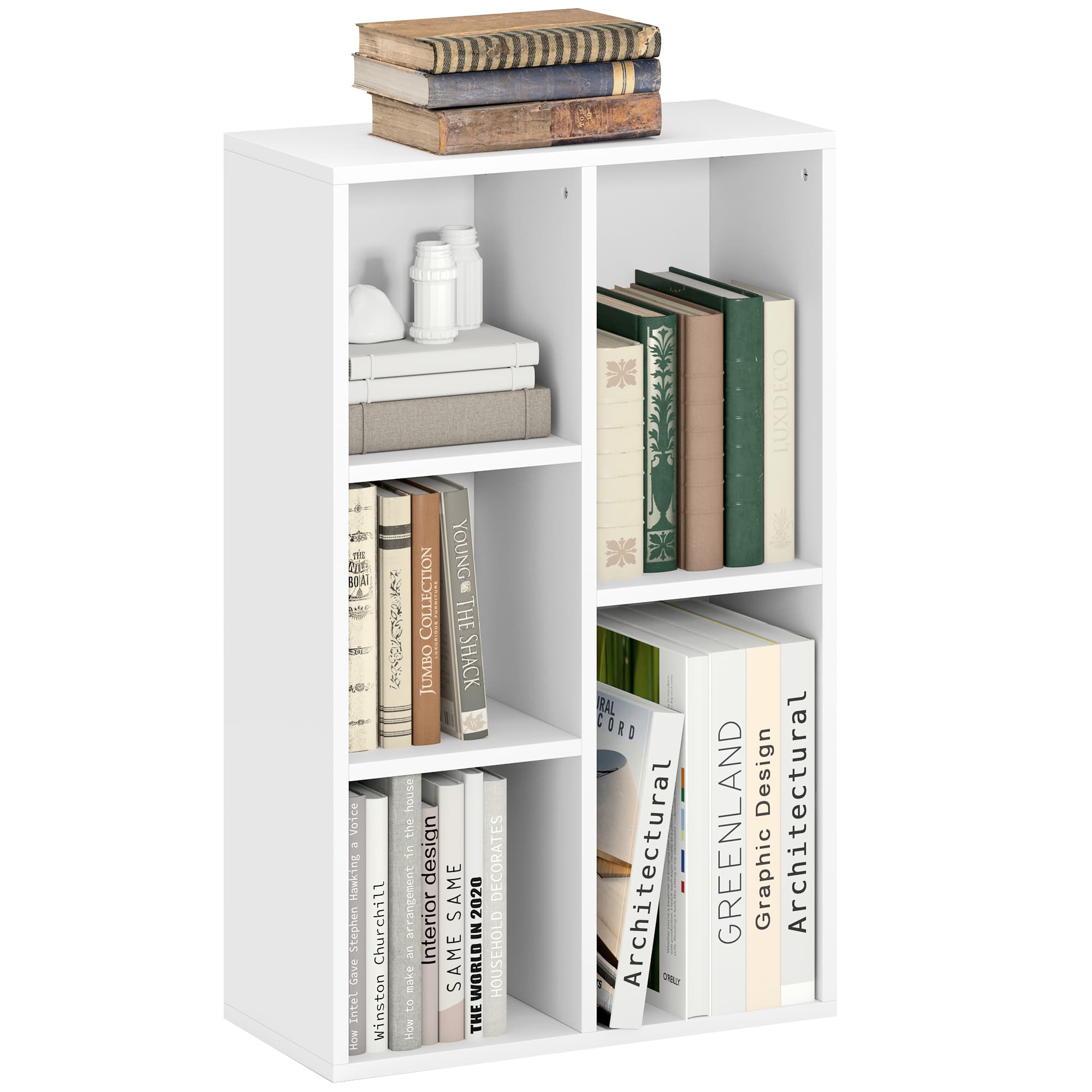 Five-Compartment White Bookcase for Books and Display - image 8