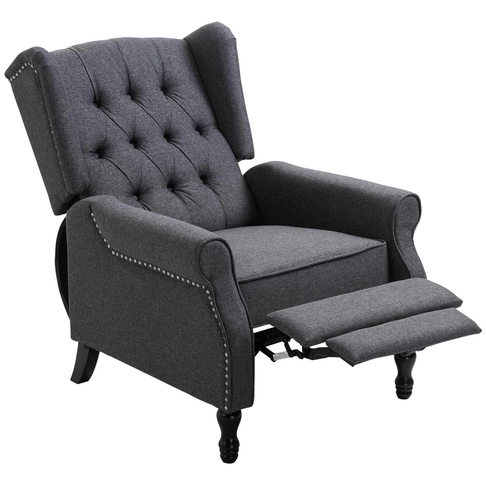 Relax in Style: Vintage Dark Grey Tufted Recliner Armchair - Dark Grey