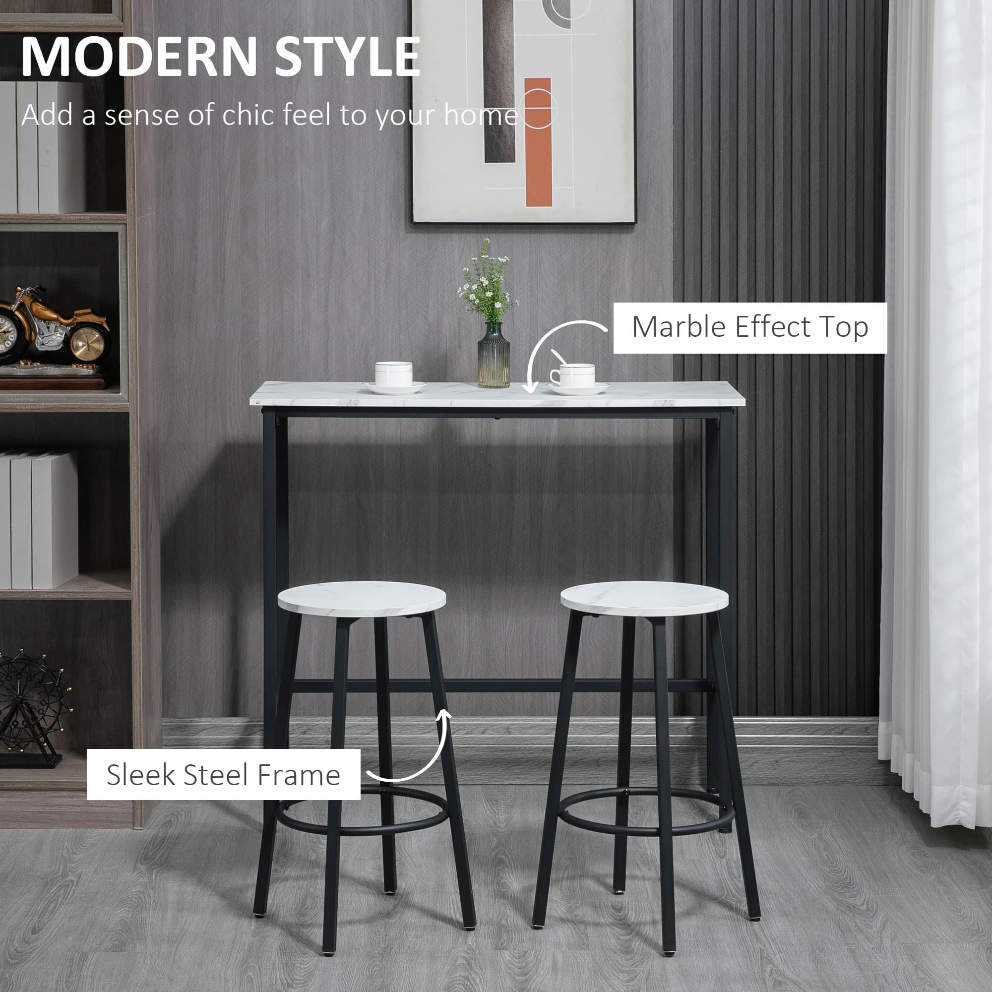 Transform Your Space with this Marble-Effect Bar Set - image 1