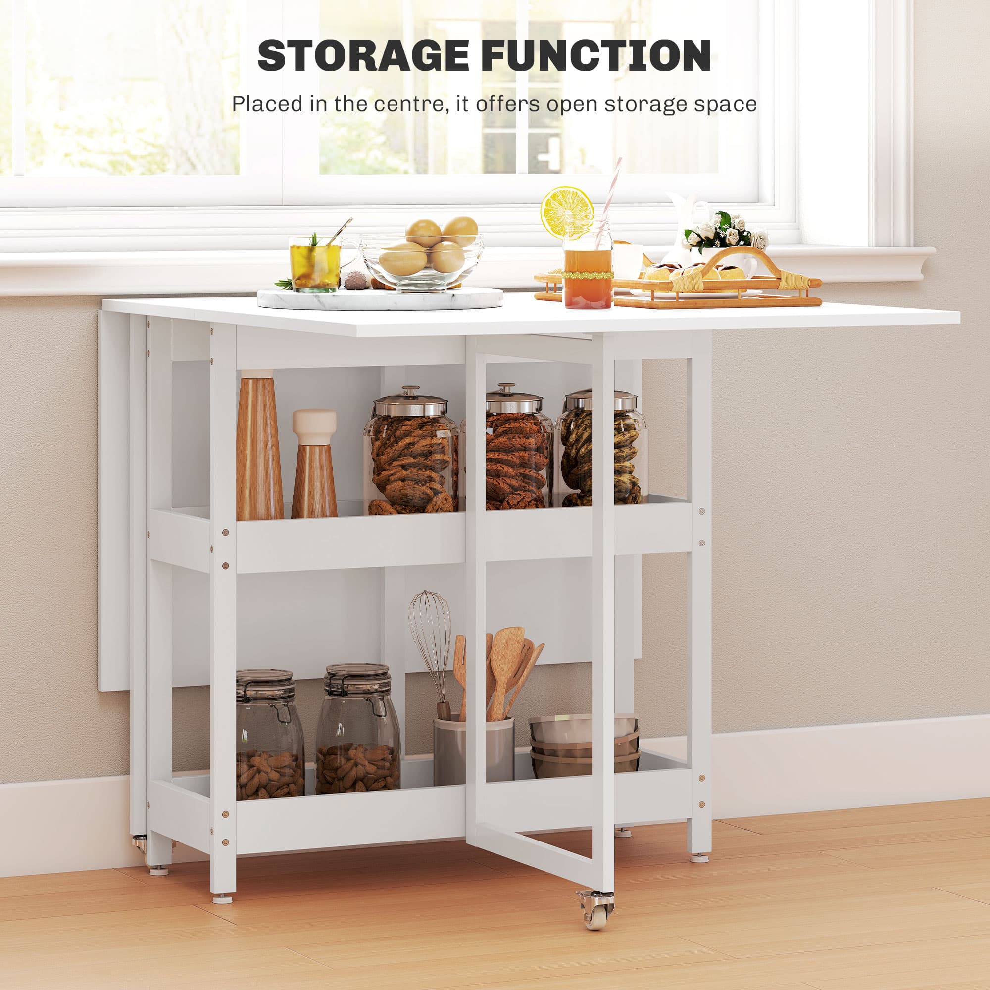 Effortless Space-Saving White Drop Leaf Dining Table - image 5