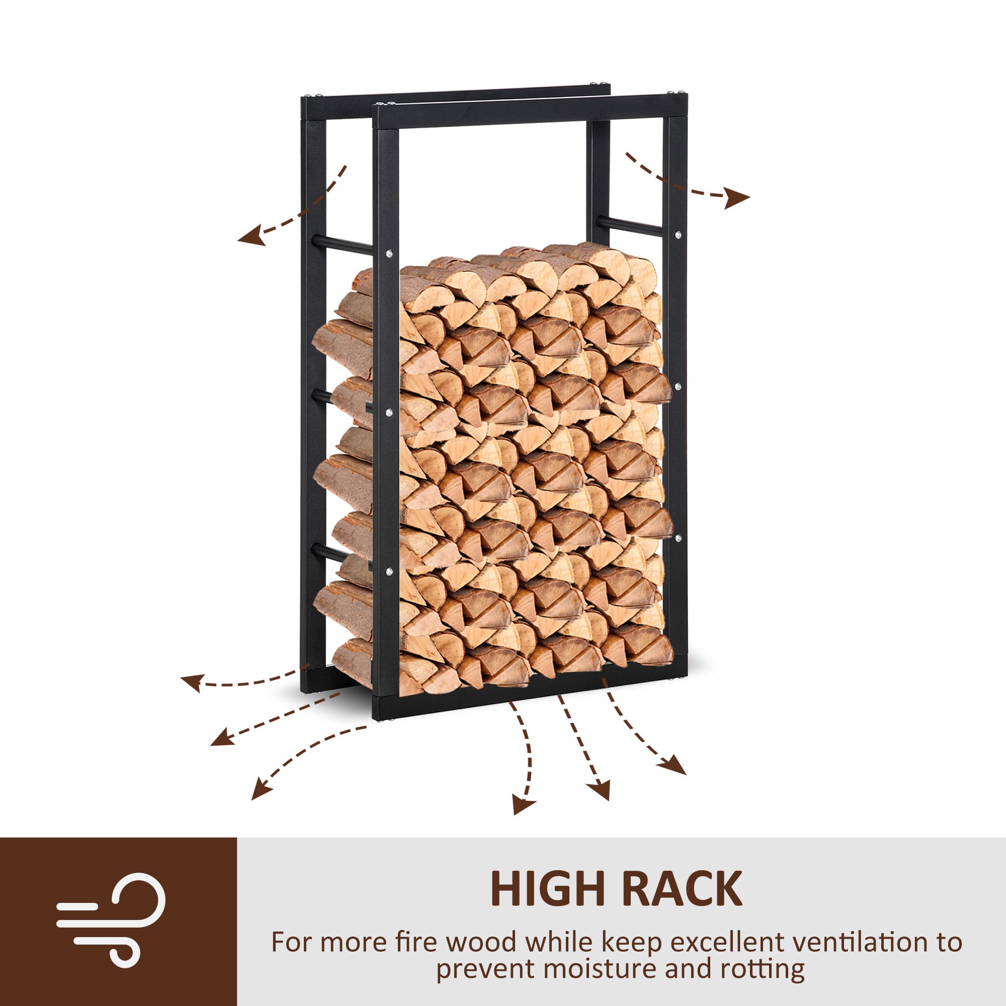 Tall black firewood rack for neat log storage - image 7