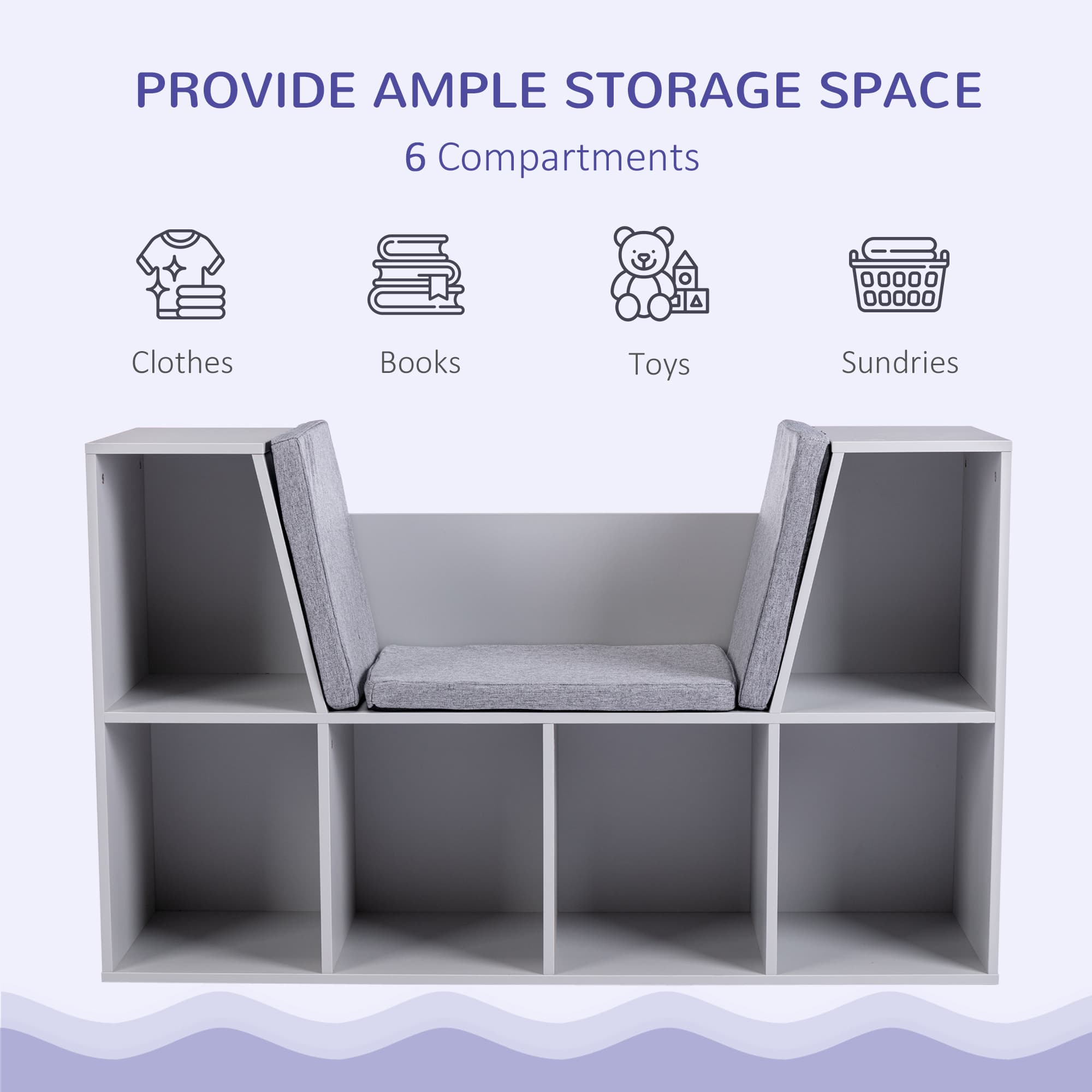 Effortless Organisation: Grey Kids Storage Bookcase & Seat - image 3