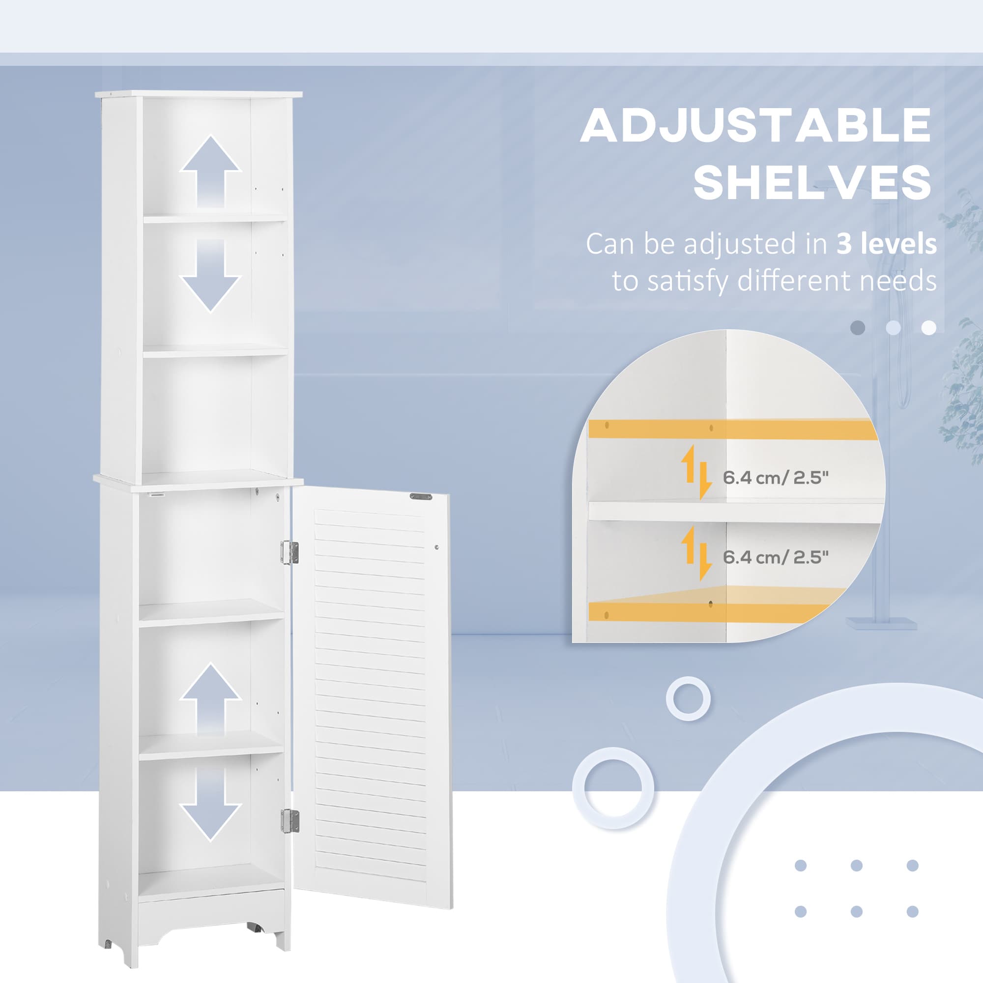 Tall Slimline White Bathroom Cabinet for Effortless Storage - image 4