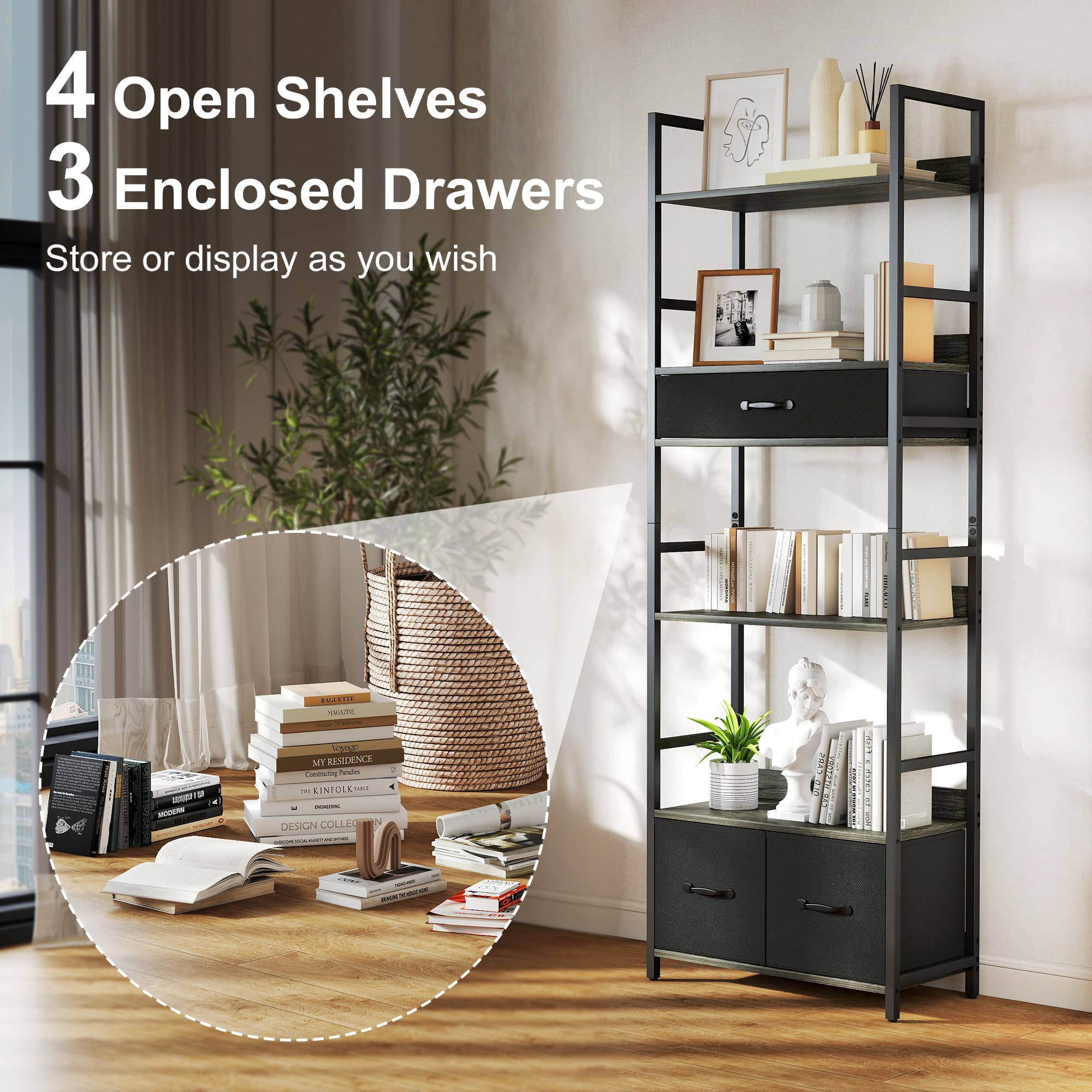 Transform Your Space with this Industrial Grey Bookcase - image 4