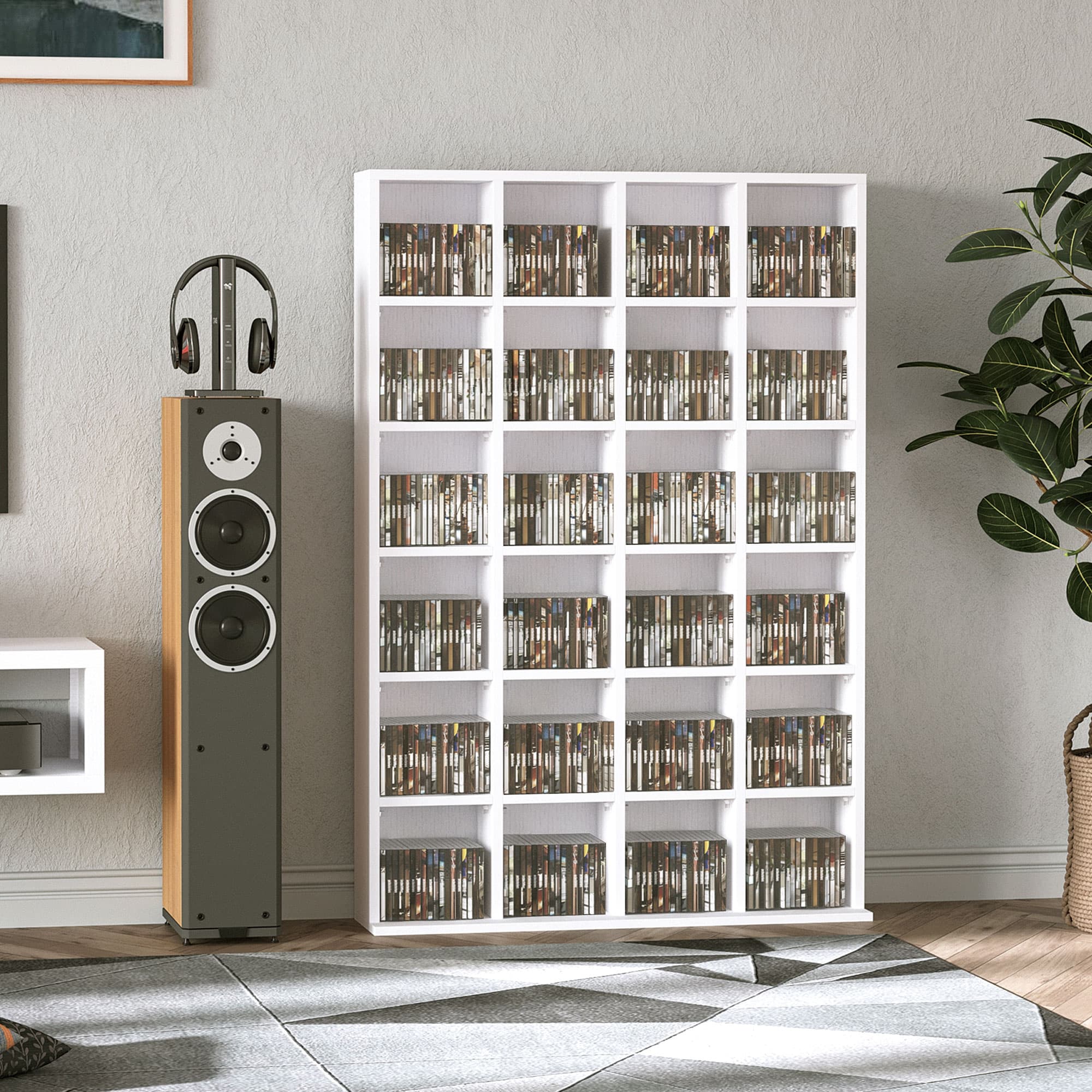 White Adjustable CD & DVD Storage Unit for Modern Homes - image 3