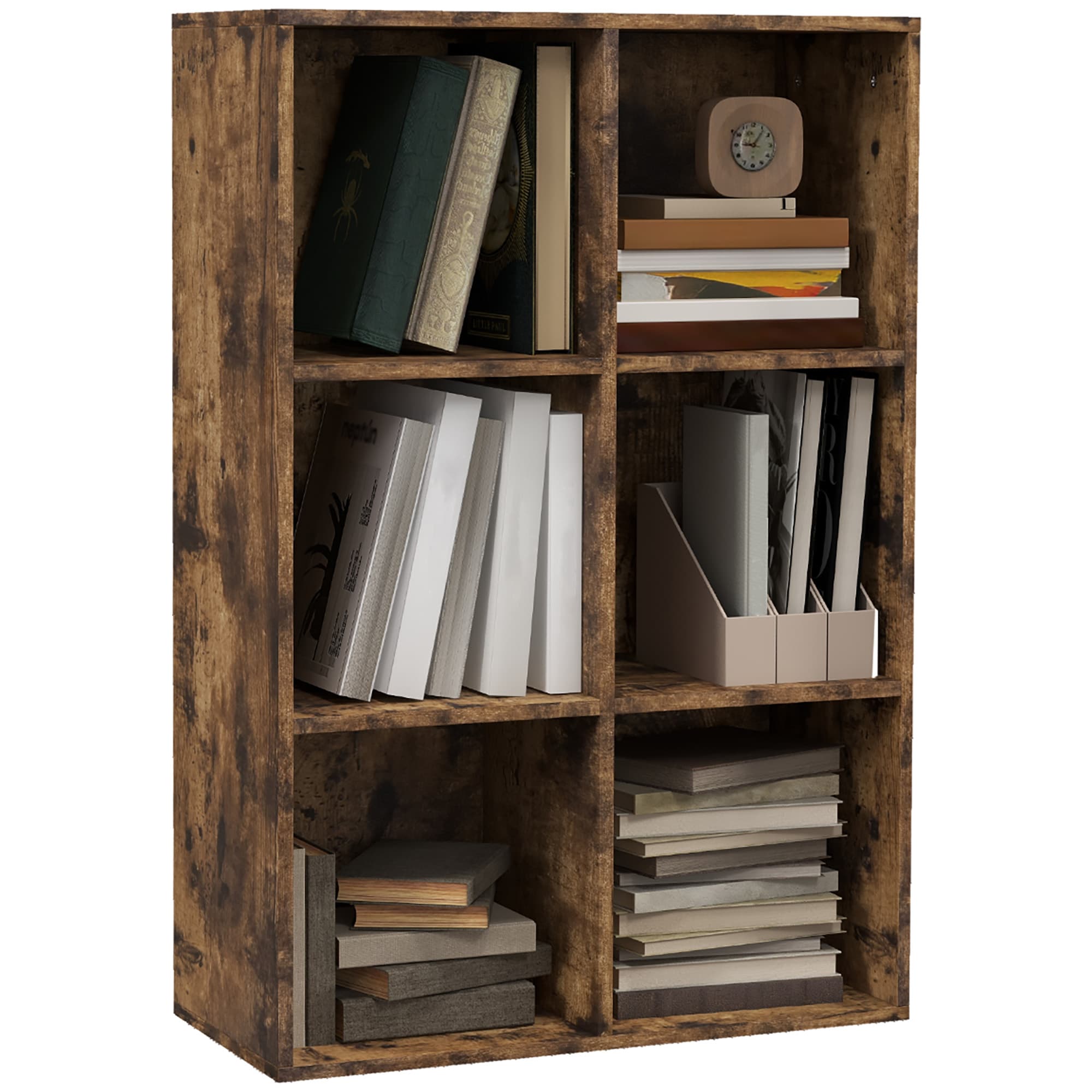 Transform Your Space with this Versatile Six-Cube Bookcase - Rustic Brown
