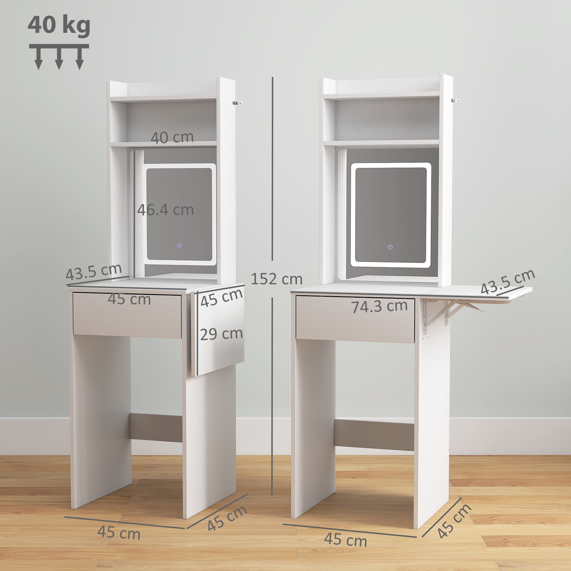 Transform Your Space with this Compact LED Vanity Desk - image 3