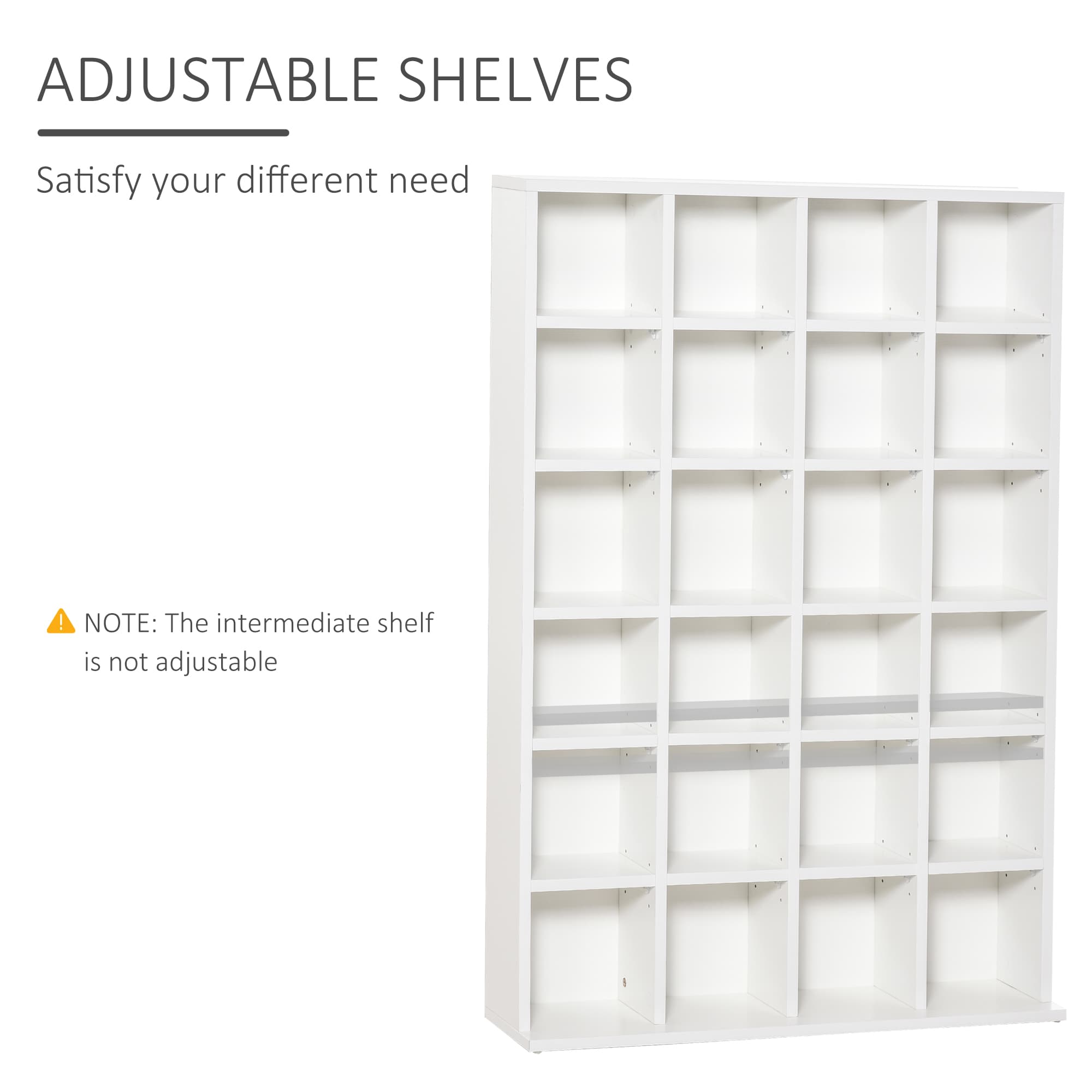 White Adjustable CD & DVD Storage Unit for Modern Homes - image 5