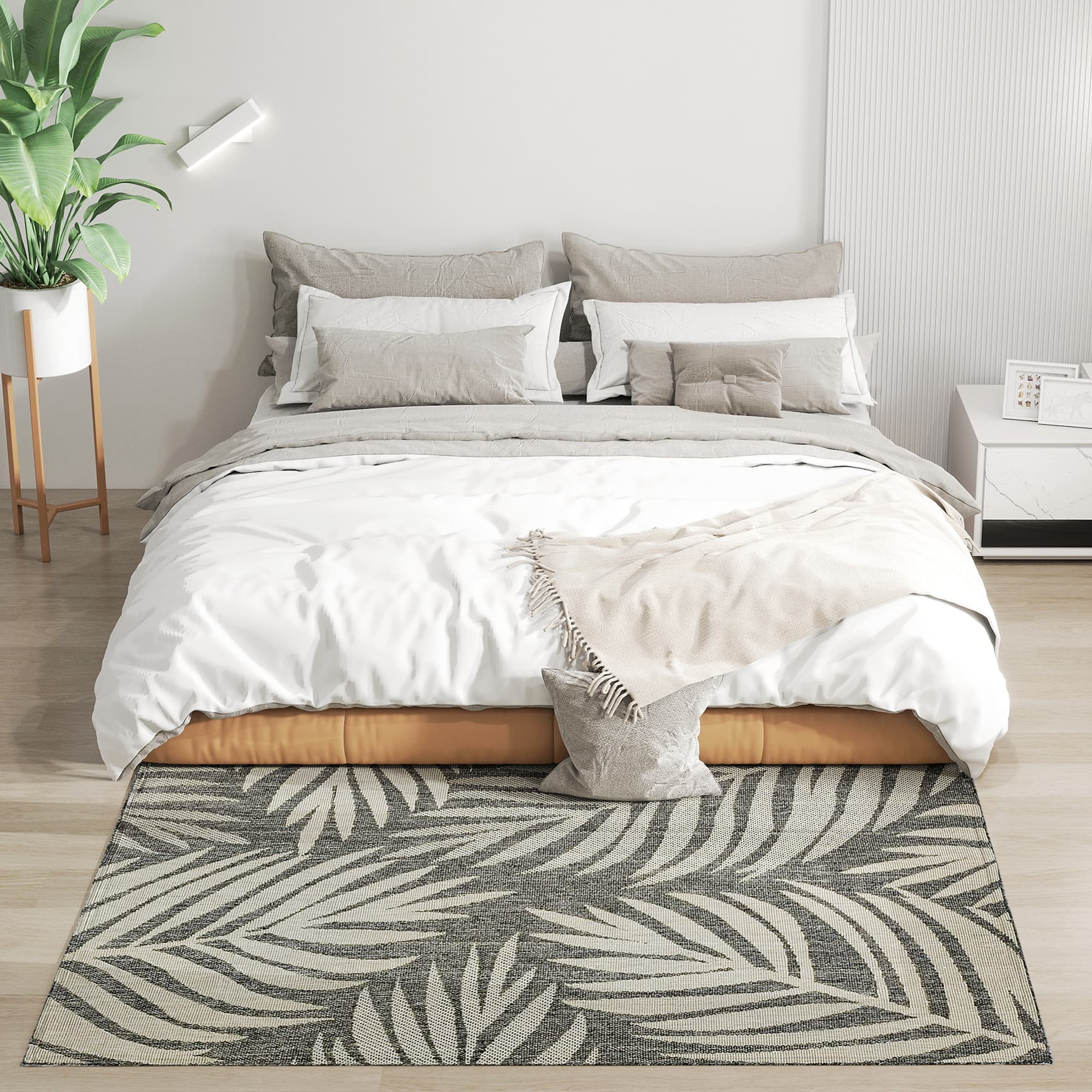 Grey Leaf Washable Rug for Indoor and Outdoor Rooms - image 1