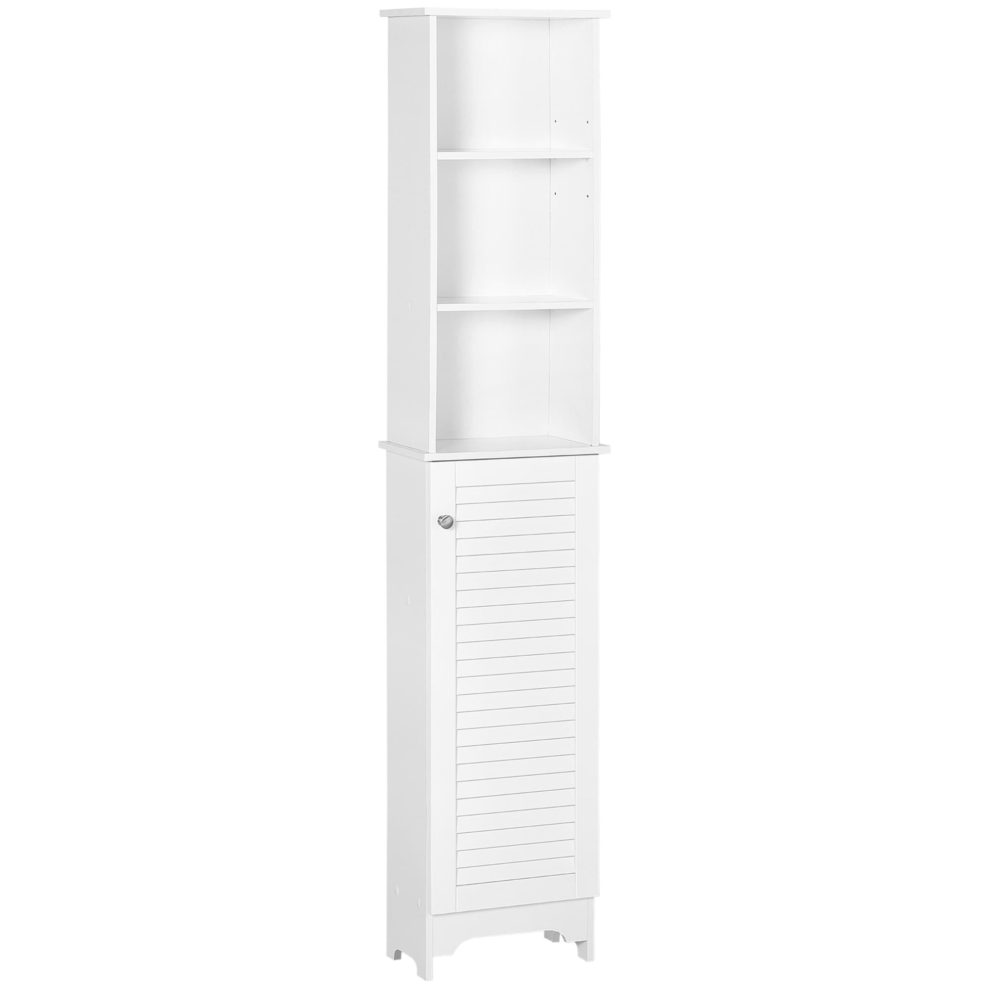 Tall Slimline White Bathroom Cabinet for Effortless Storage - White