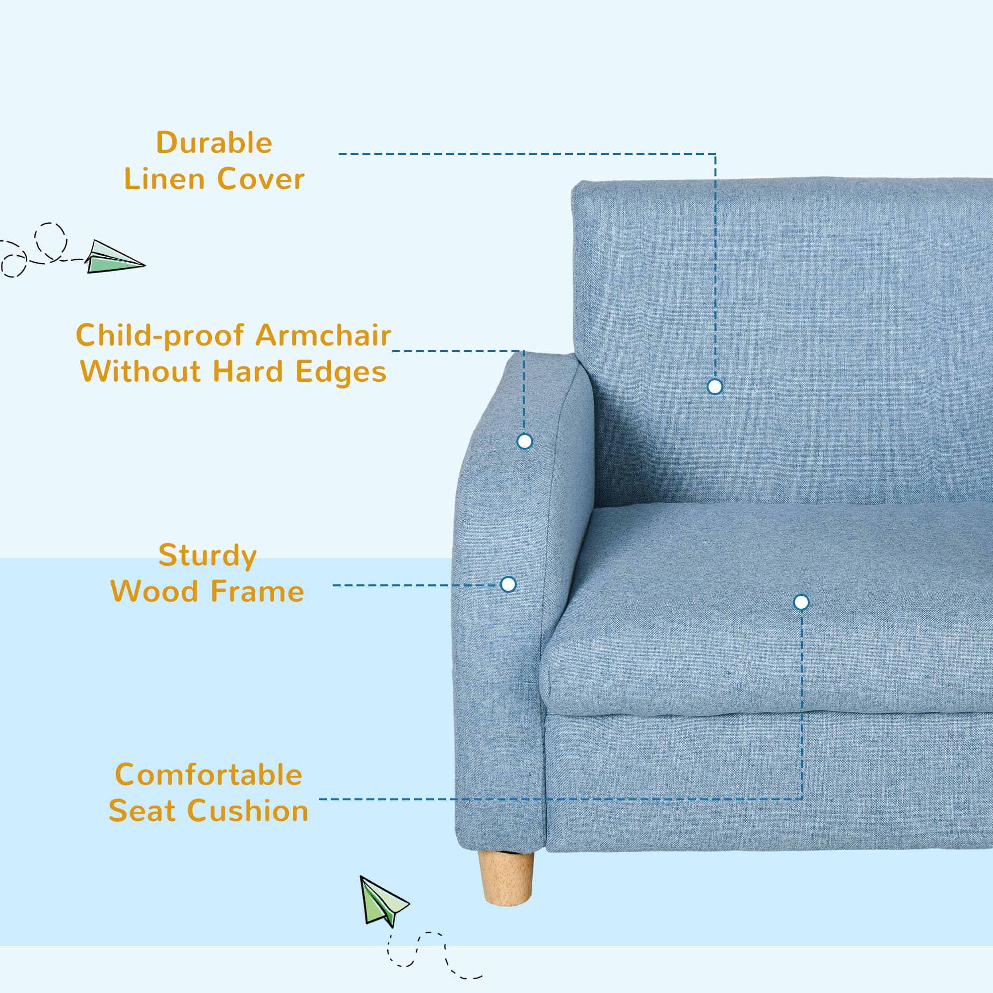 Premium Blue Children's Armchair for Effortless Comfort - image 4