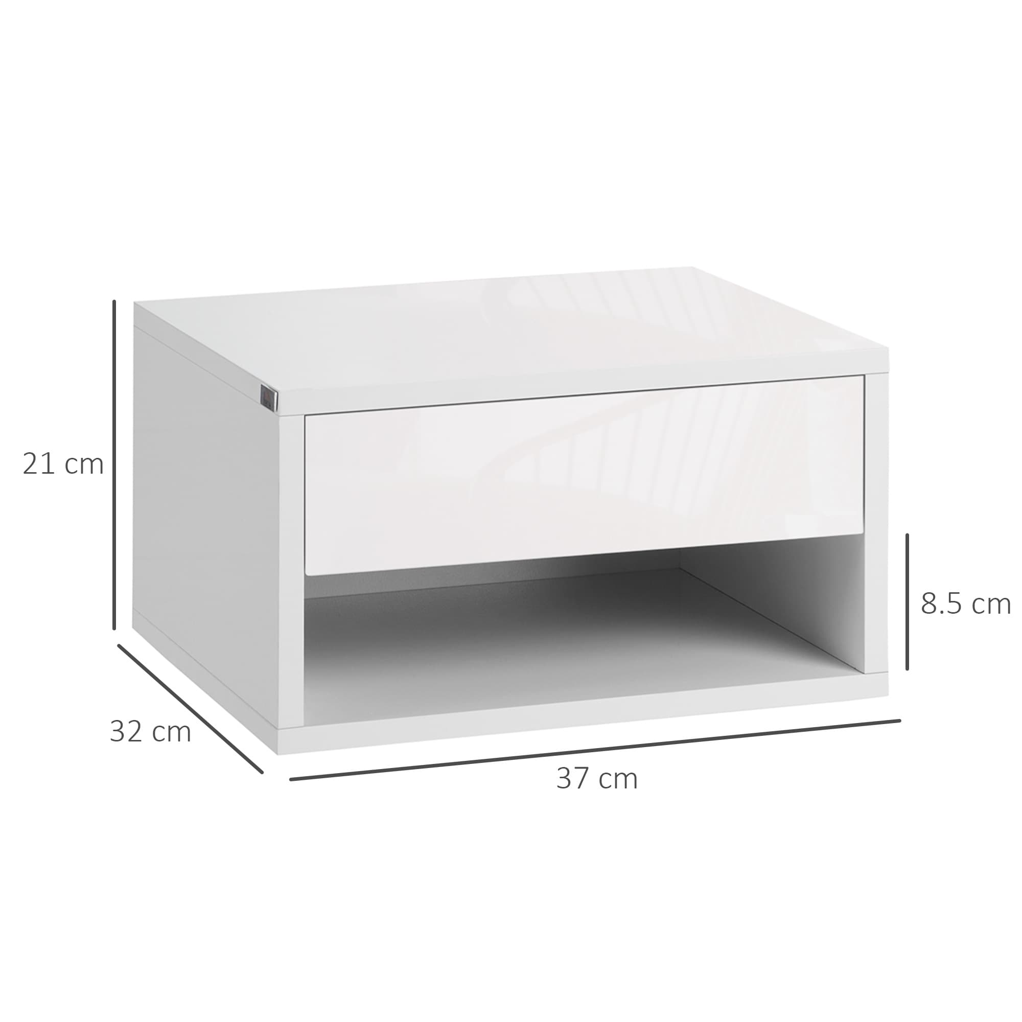 Wall-Mounted Floating Bedside Tables — High Gloss White, Set of 2 - image 8