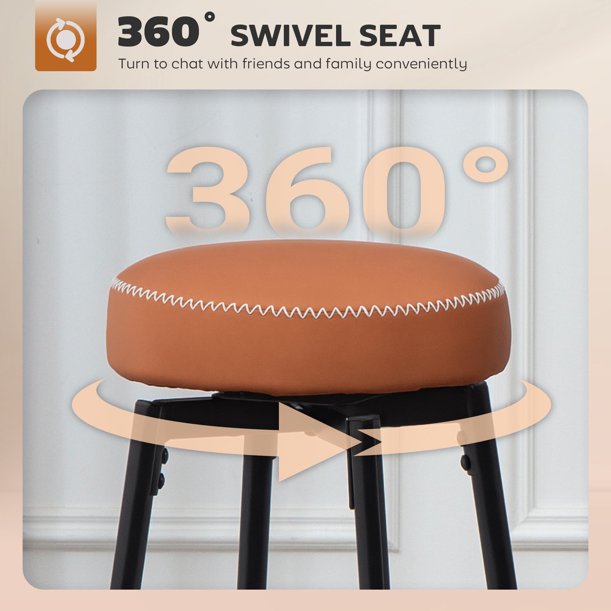 Transform Your Kitchen with these Brown Faux Leather Bar Stools - image 1