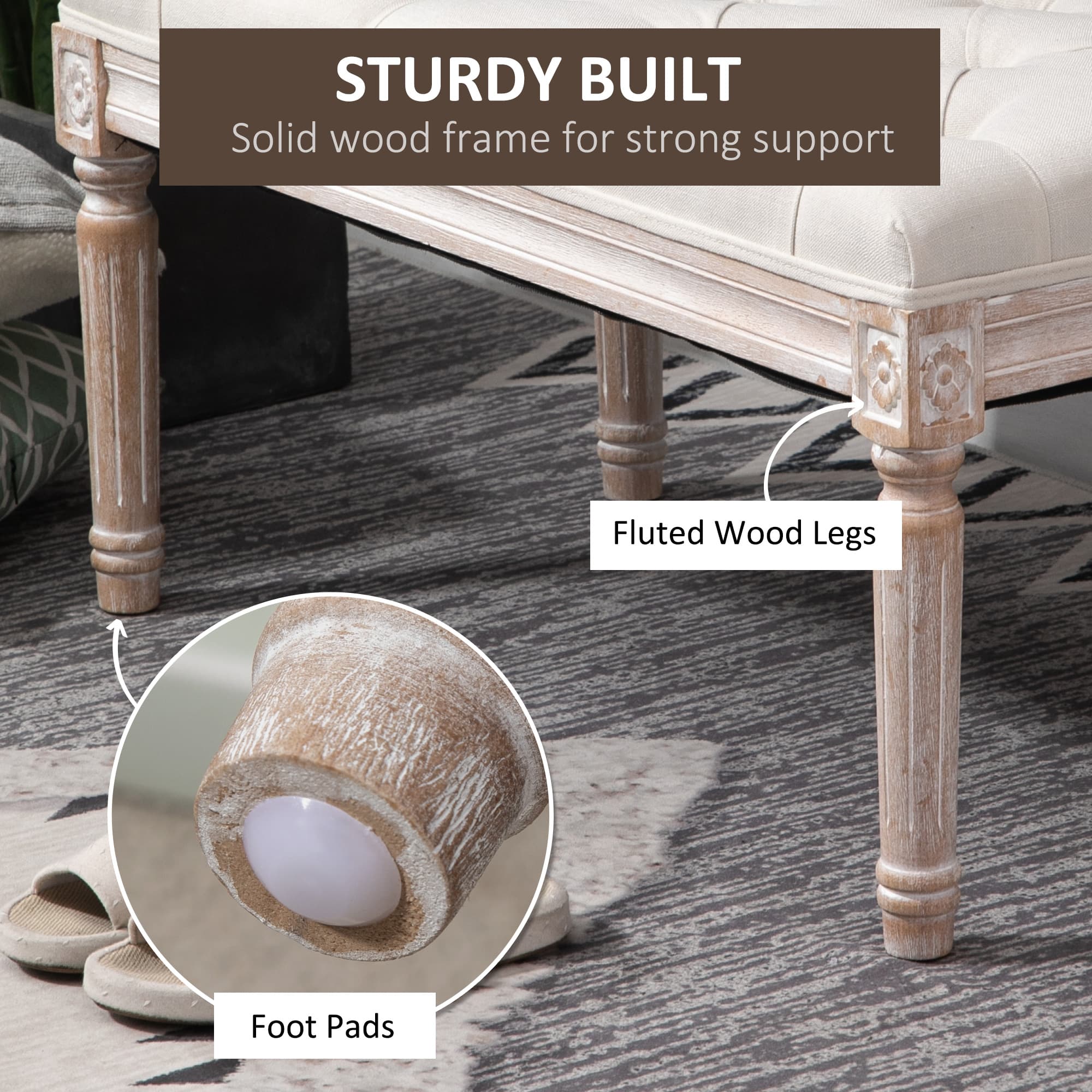 Transform Your Space with this Cream Tufted Bedroom Bench - image 1