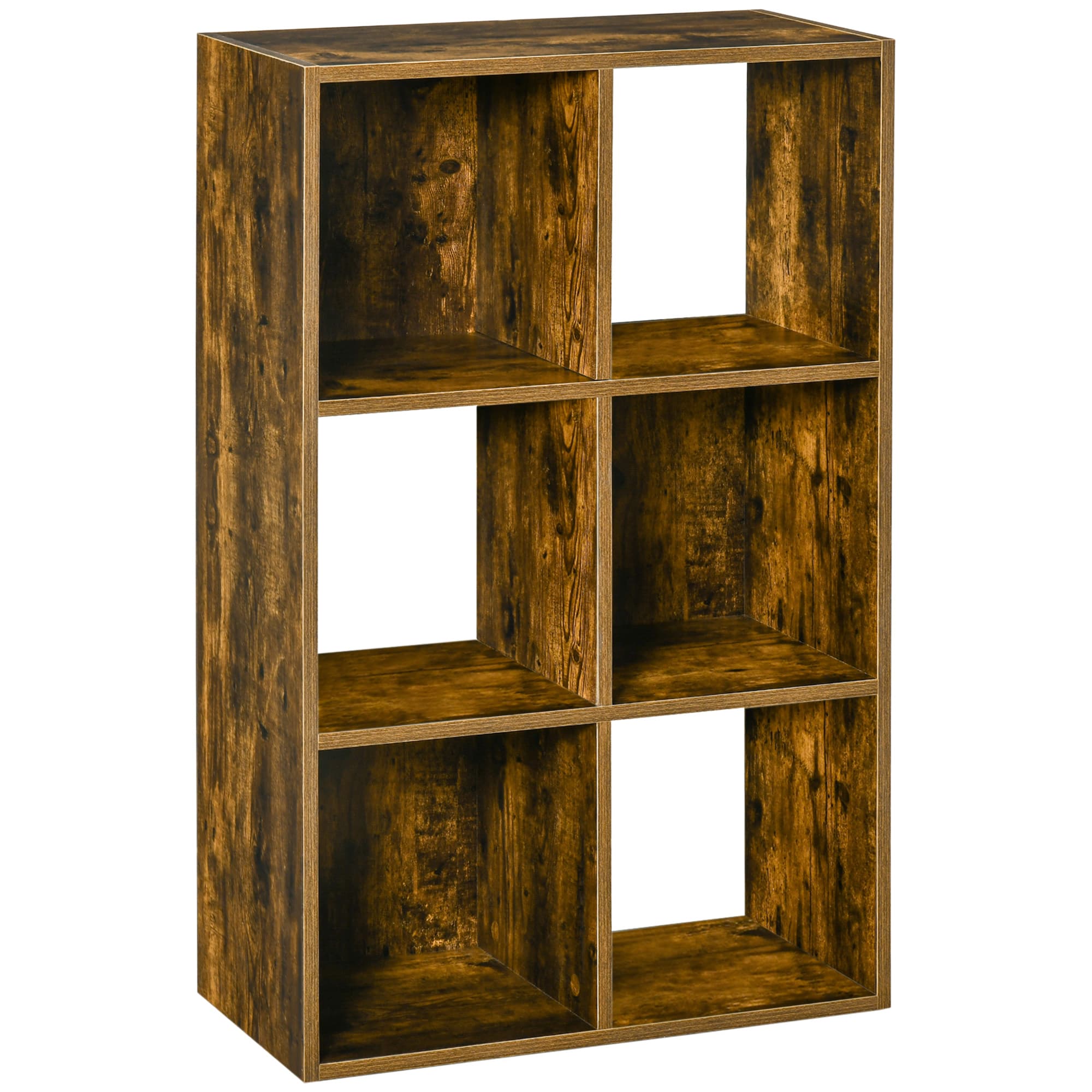 Rustic Brown Cube Bookcase With 6 Open Compartments - image 8