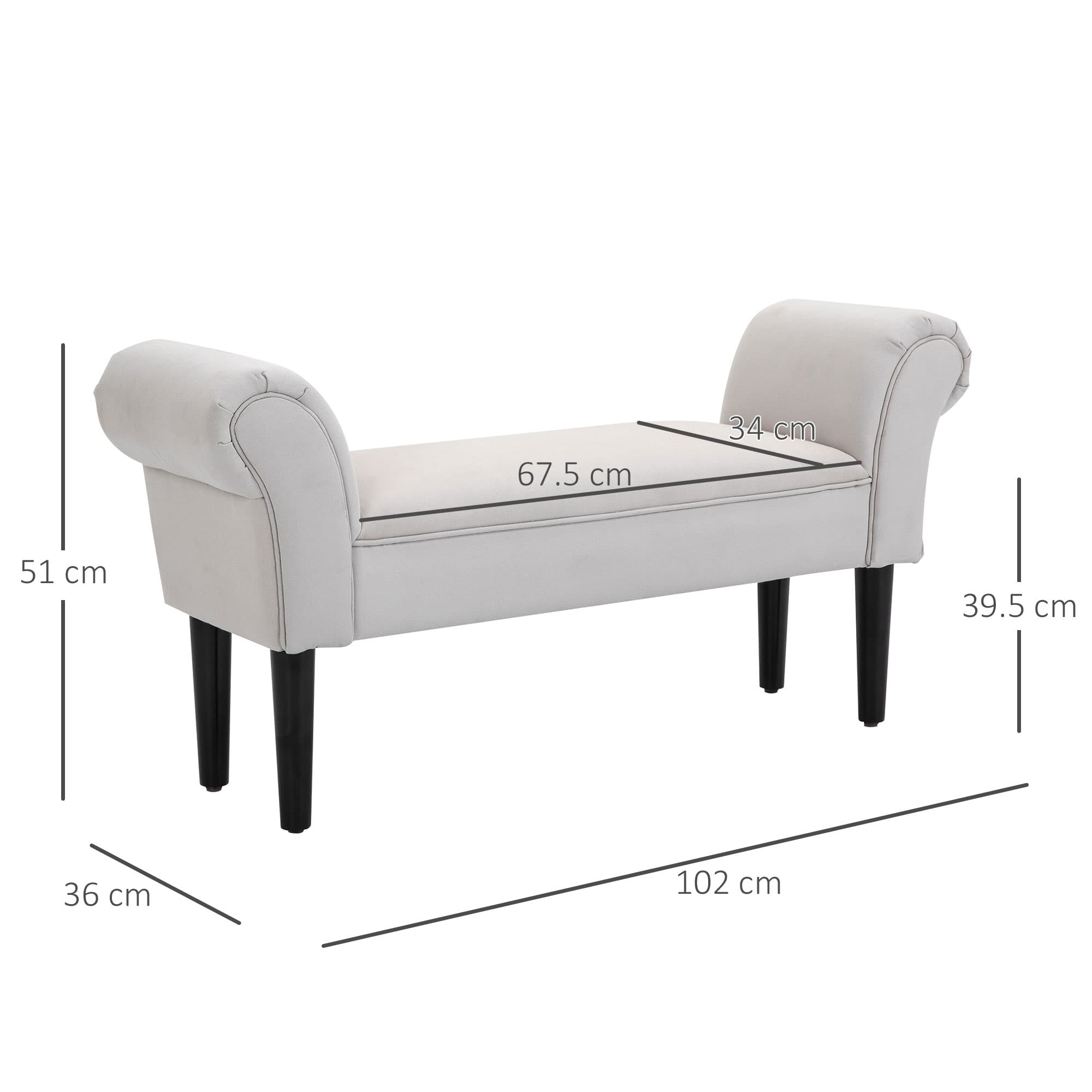 Modern Greyish White Upholstered Window Seat Bench - image 5