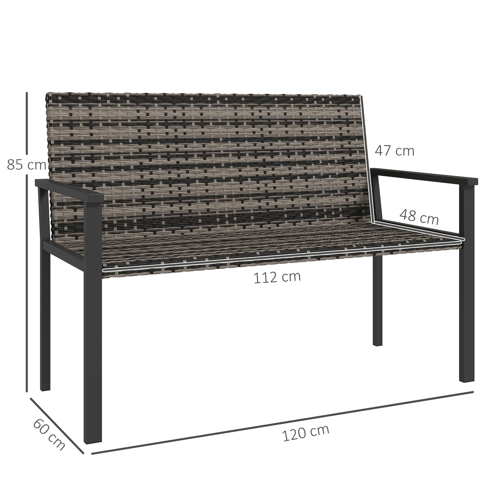 Premium Two-Seater Mixed Grey Rattan Garden Bench - image 4