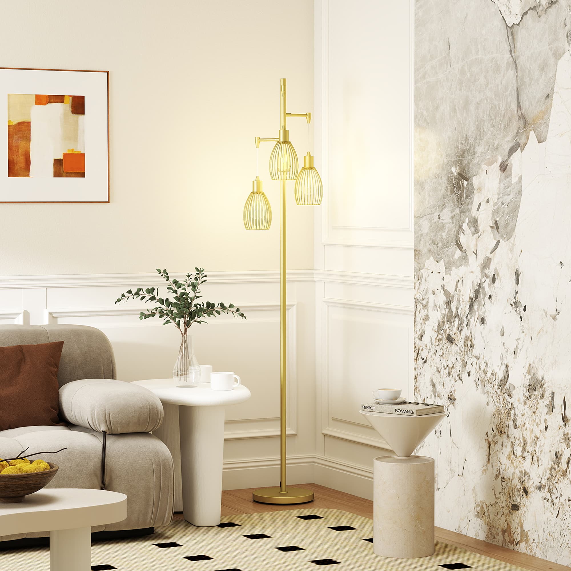 Transform Your Space with this 3-Light Gold Industrial Floor Lamp - image 3